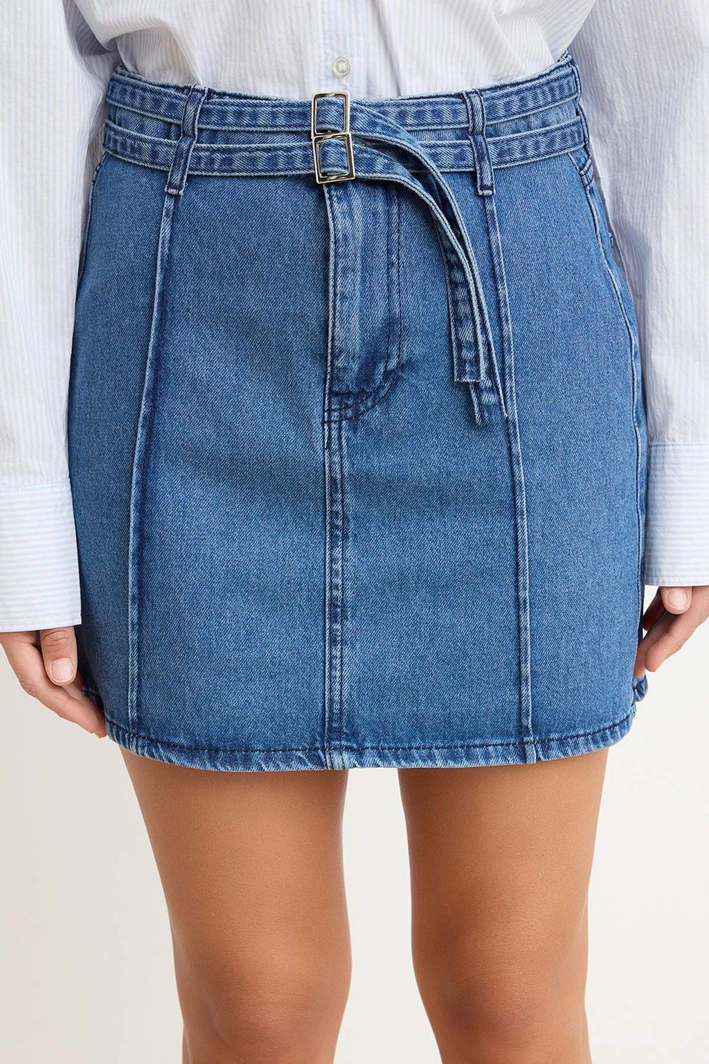 Kahverengi Kemer Detayl? Mini Denim Etek TWOSS26ET00185 - Trendyolmilla фото 7
