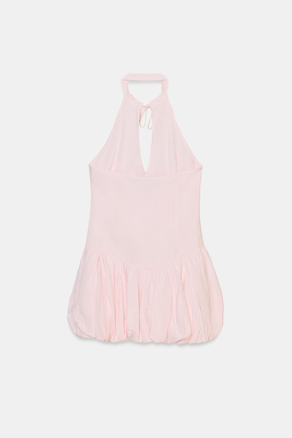 VESTIDO CORTO POPEL?N HALTER GLOBO / Rosa claro
