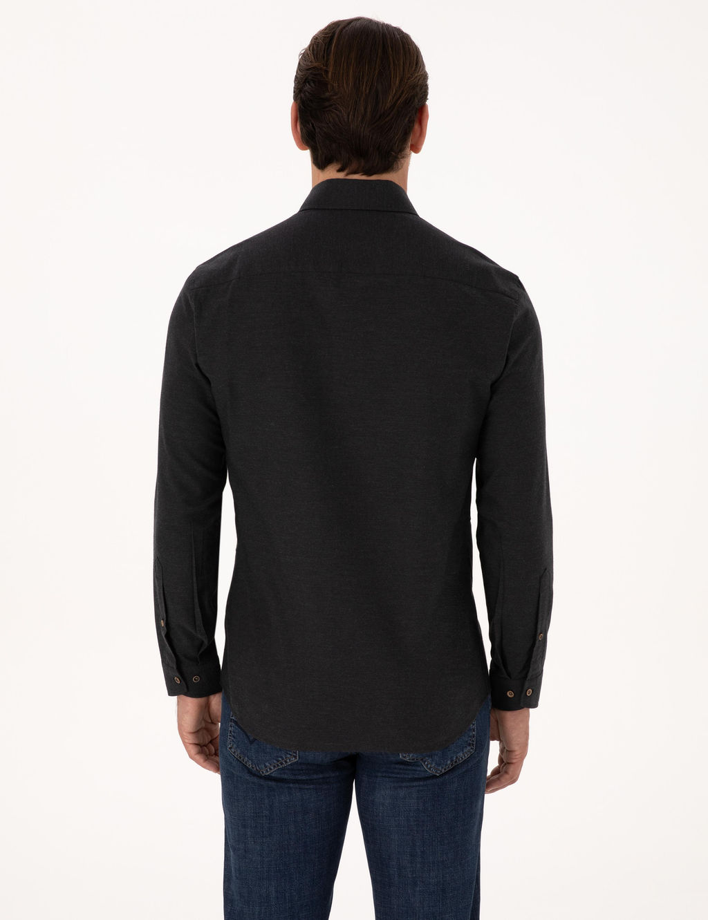 Siyah Slim Fit %100 Pamuk Yakas_ D__meli Flanel G_mlek - Cacharel фото 5