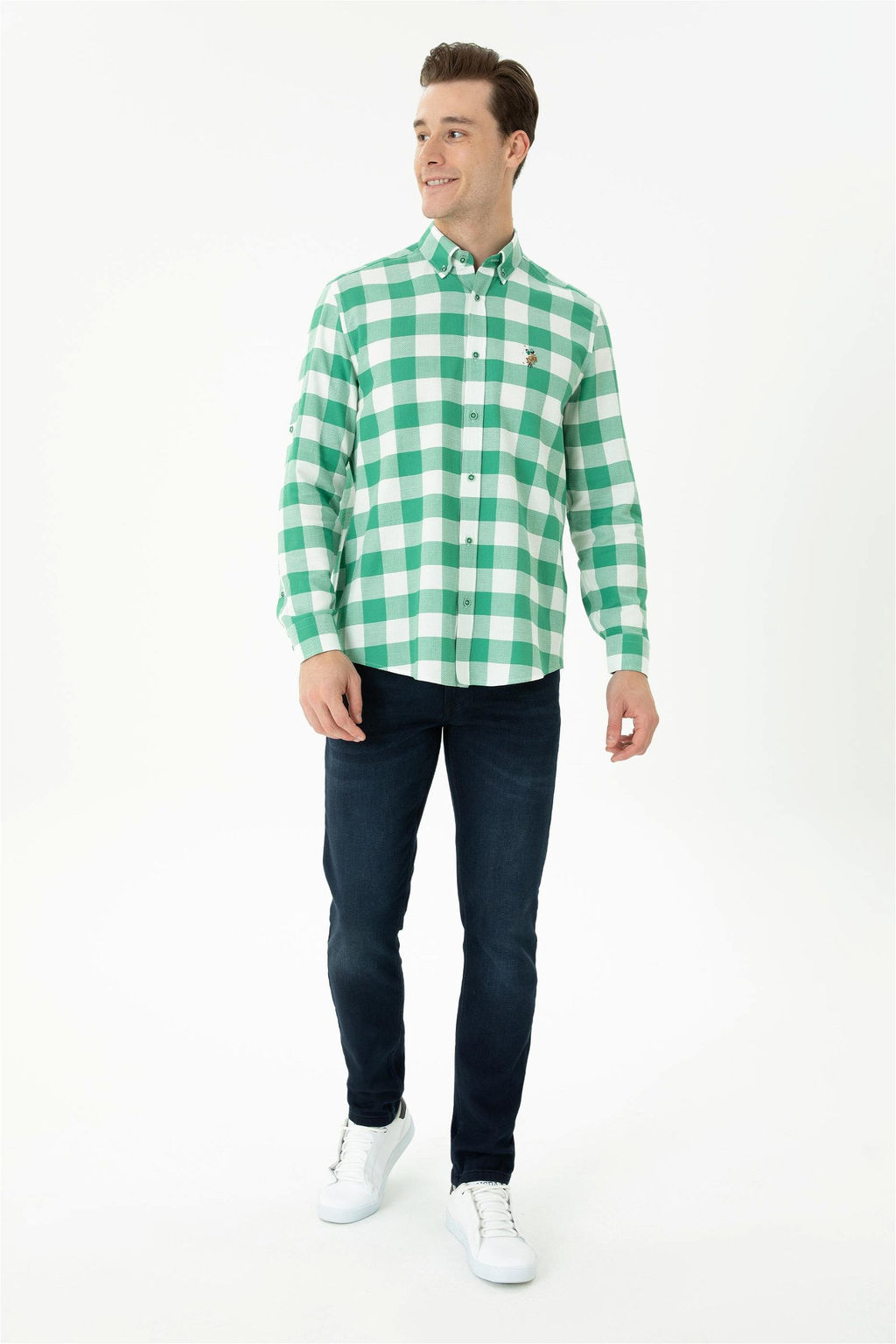 Мужская зеленая рубашка с длинным рукавом - U.s. polo assn фото 4