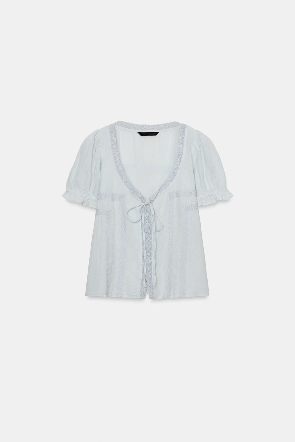 CAMISA GASA BORDADOS / Azul pastel - Zara фото 4