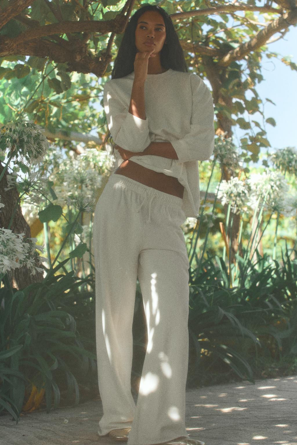 FADED-EFFECT PLUSH JOGGER TROUSERS