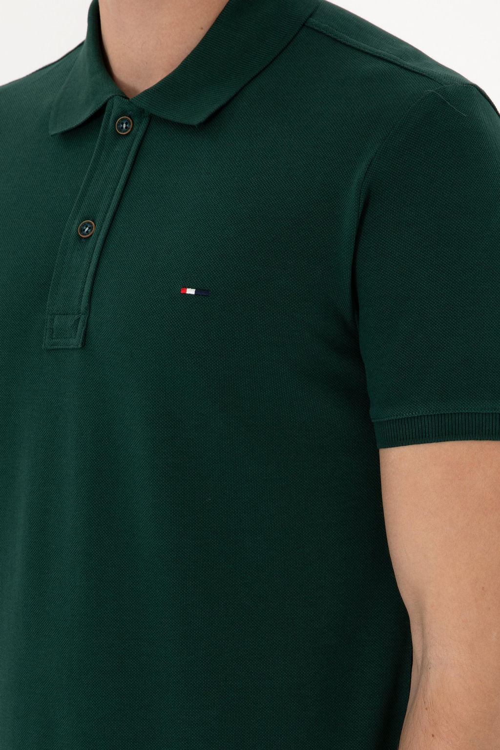 Erkek Slim Fit Polo Yaka Koyu Ye_il Basic Ti__rt - U.s. polo assn фото 7