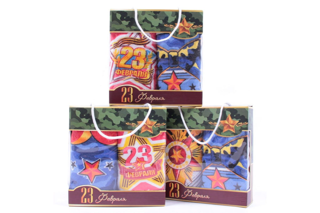 Набор полотенец микрофибра 2332 в сумочке 23 февраля МР+МР