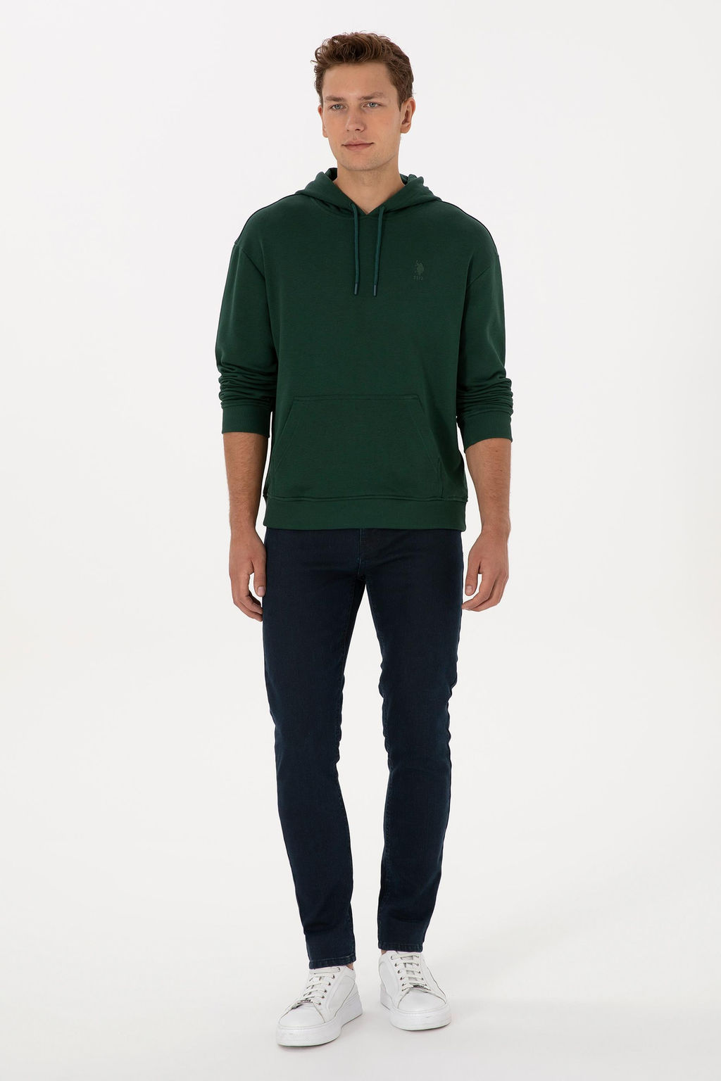 Джинсы slim fit темно-синие из хлопка
