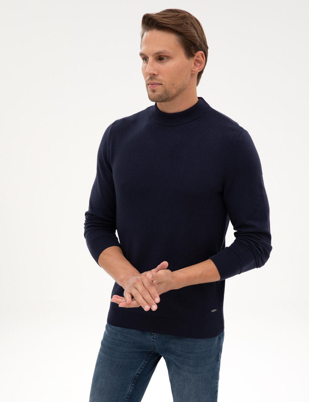 Lacivert Slim Fit _eyrek Yaka Triko Kazak - Pierre cardin фото 3