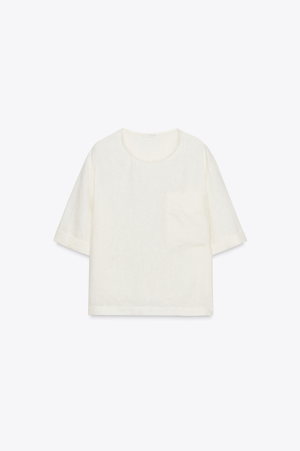 ZW COLLECTION LINEN SHORT SLEEVE TOP - Zara фото 5