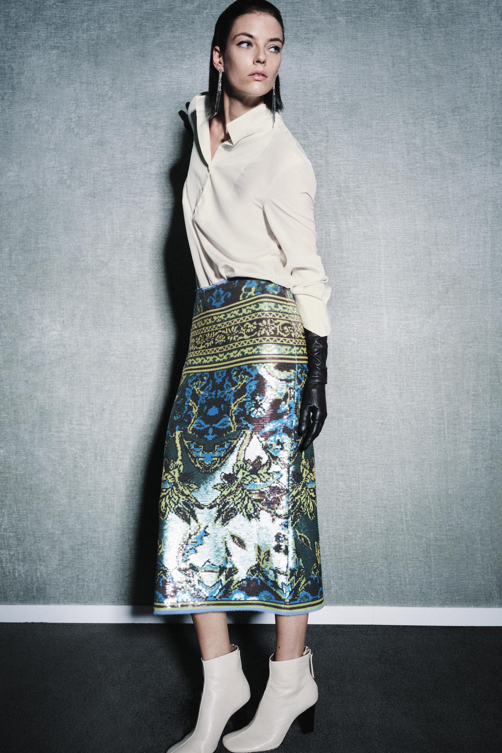 100% SILK BIB SHIRT ZW COLLECTION LIMITED EDITION