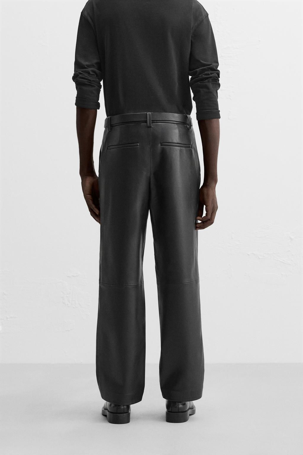 PLEATED FAUX LEATHER TROUSERS - Zara фото 3