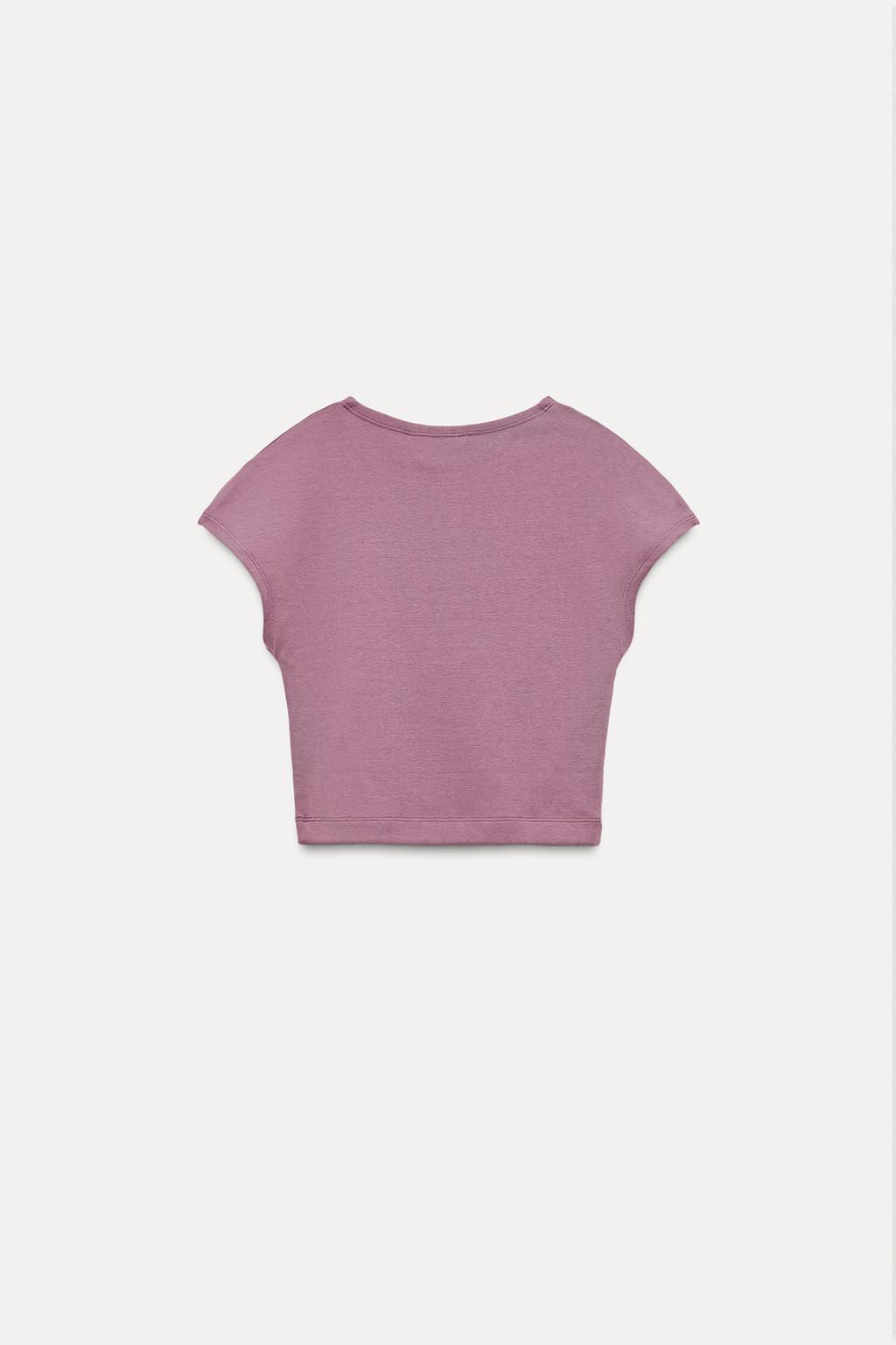 COTTON MODAL CROPPED T-SHIRT - Zara фото 23