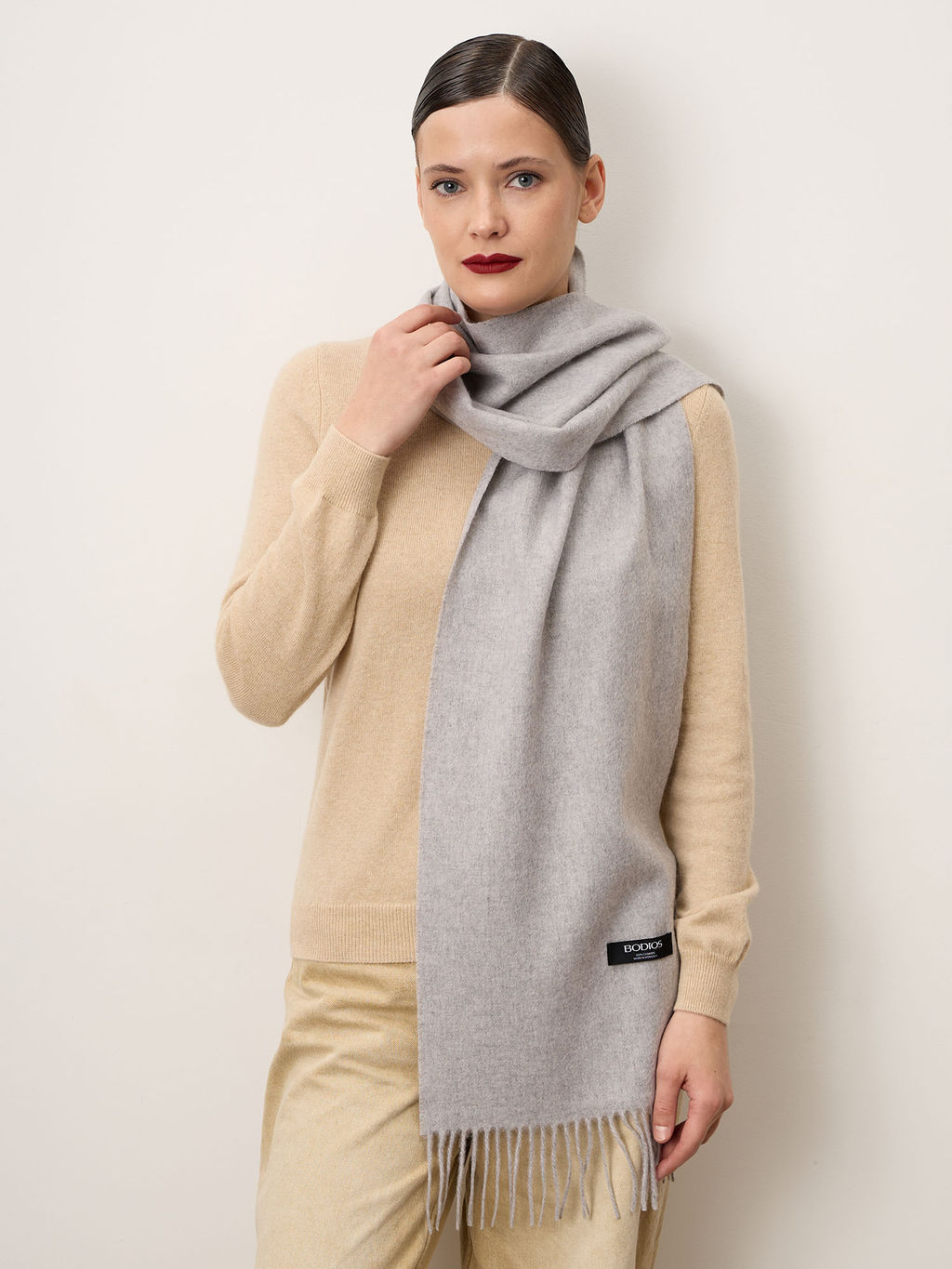 Шарф из кашемира 12219n серо-голубой