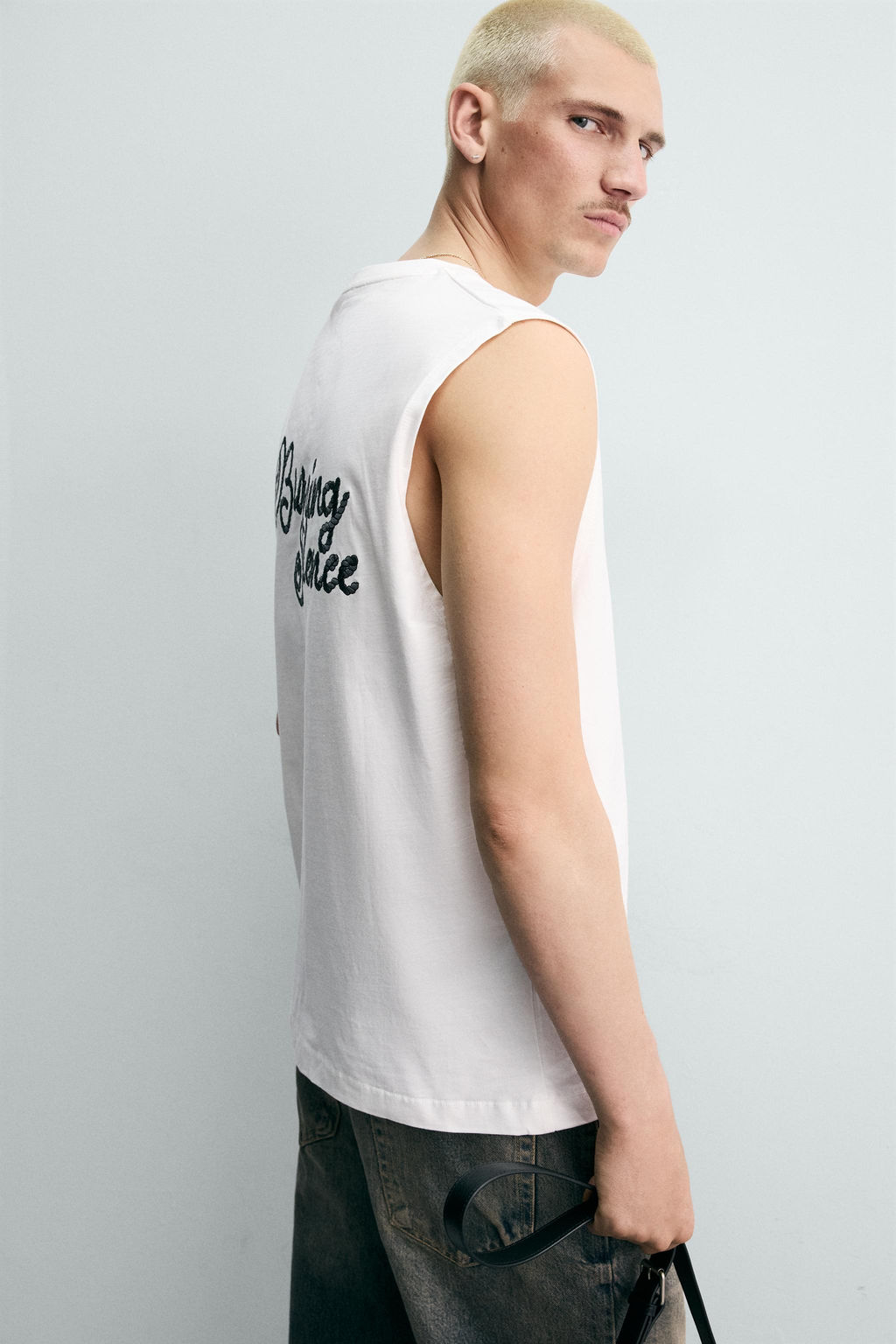 CAMISETA TANK RELAXED FIT BORDADO / Blanco - Zara фото 6