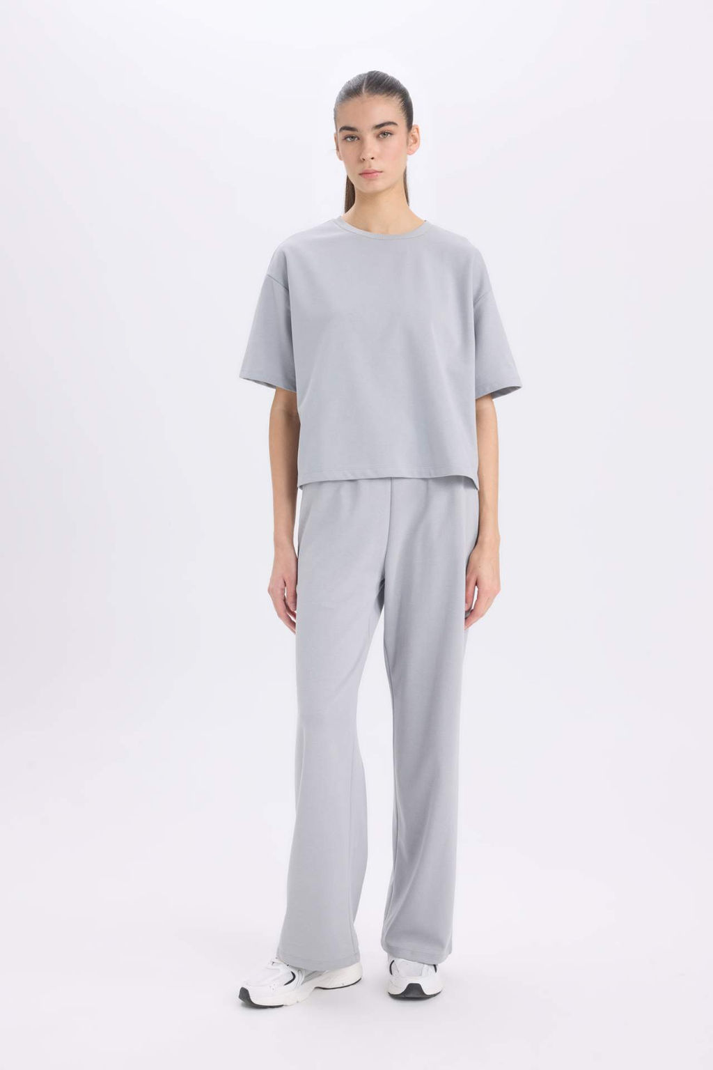 Wide Leg Cepli Basic Duz Genis Bol Paca Lacivert Esofman Alt? - Defacto фото 4