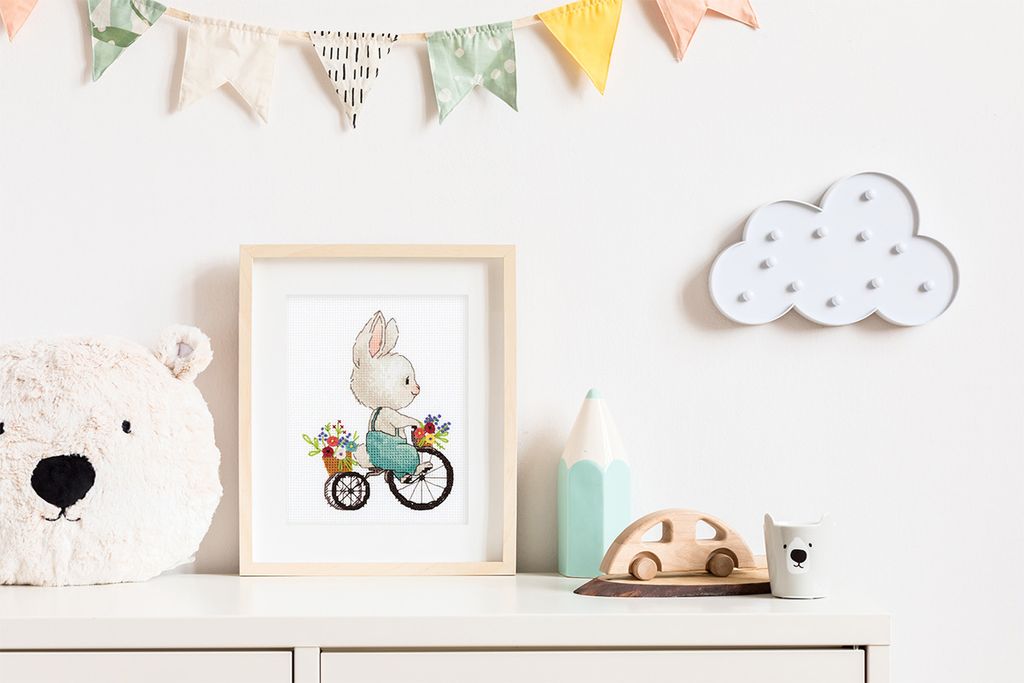 Klart набор для вышивания 8-521 Зайка на велосипеде 12 х 15.5 см