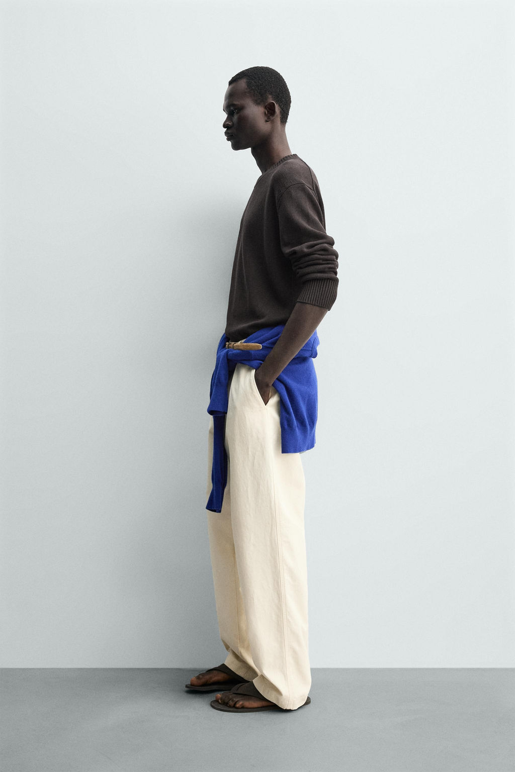 JERSEY REGULAR FIT ALGOD?N - LINO / Marr?n - Zara фото 4