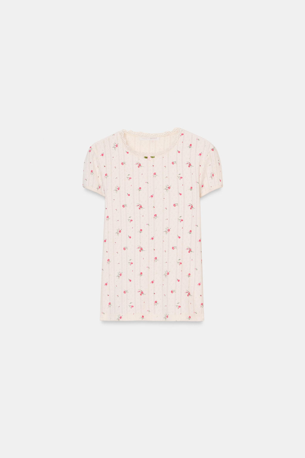POINTELLE FLORAL T-SHIRT - Zara фото 3