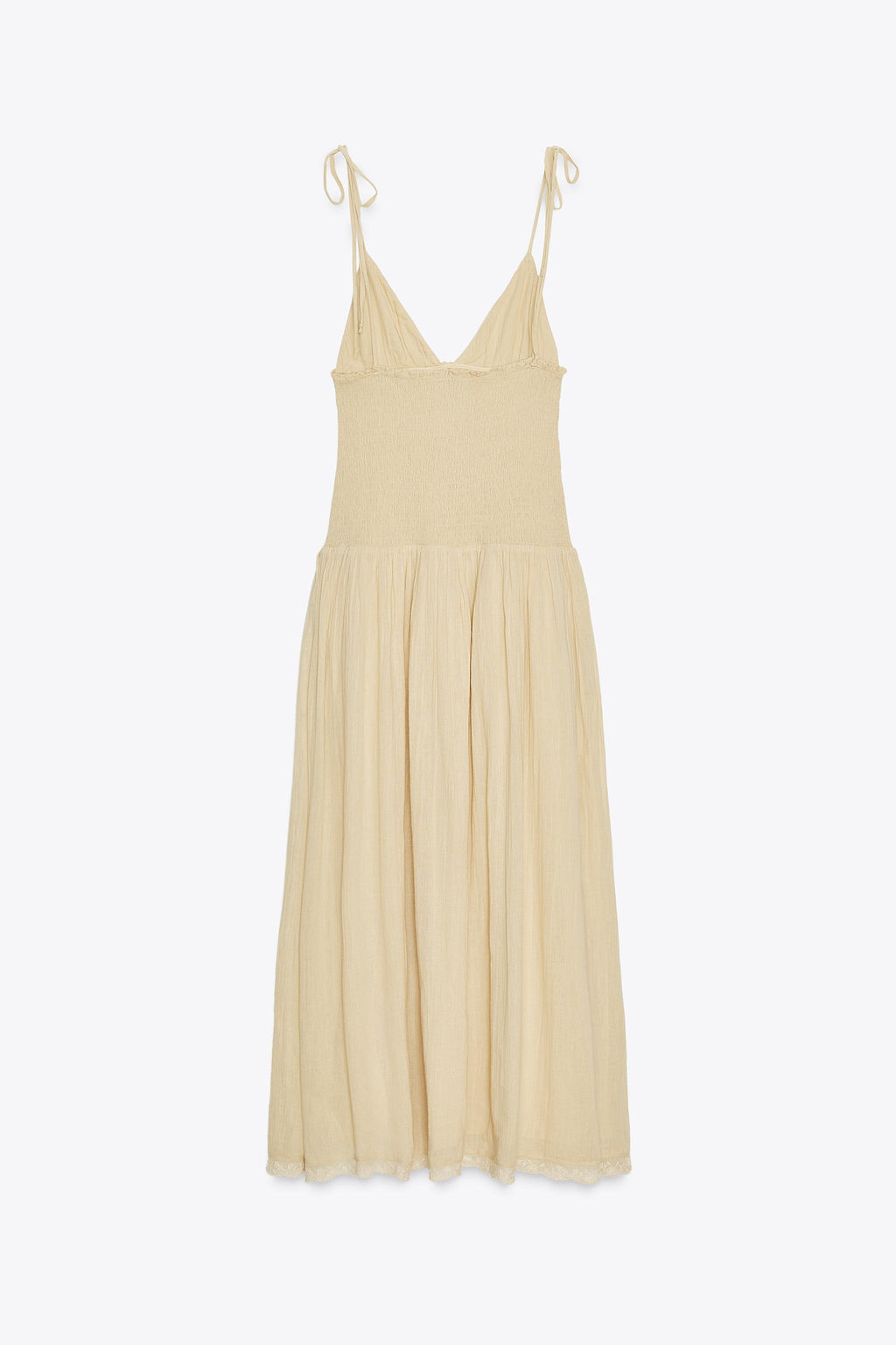 CONTRAST SMOCKED MIDI DRESS - Zara фото 15