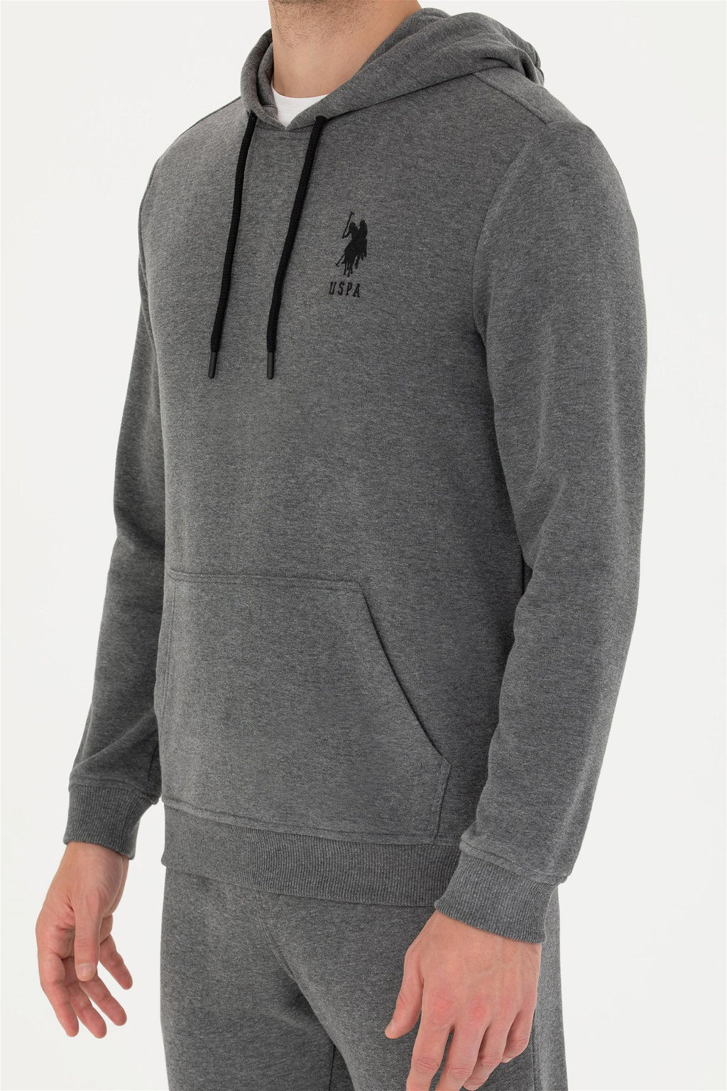 U. S. Polo Assn Мужская базовая толстовка с капюшоном антрацитового меланжевого цвета - U.s. polo assn фото 13