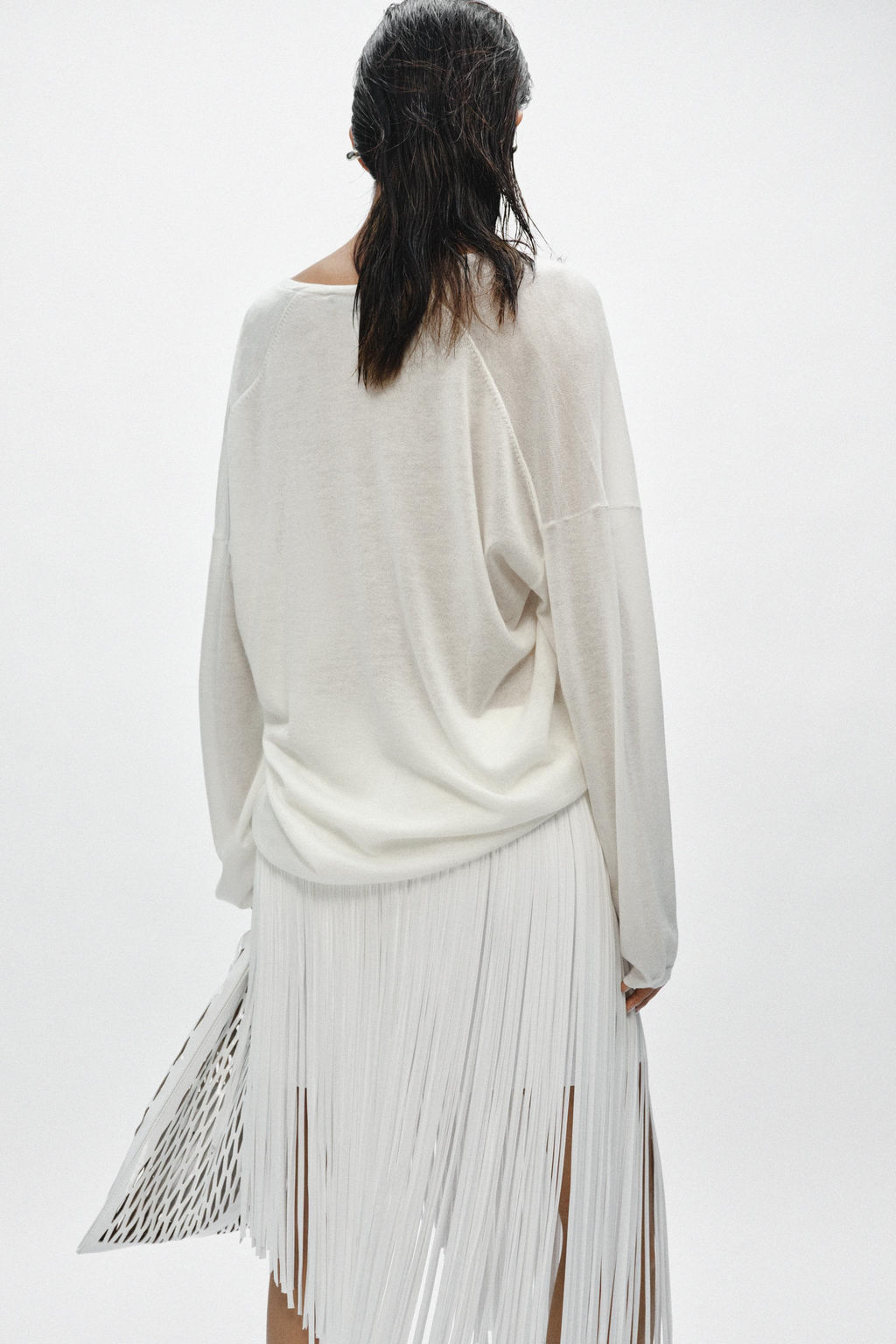 JERSEY PUNTO FINO ESCOTE PICO / crudo-blanco - Zara фото 5