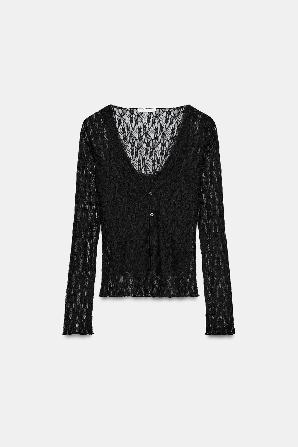 TOP ENCAJE EFECTO DOBLE / Negro - Zara фото 4