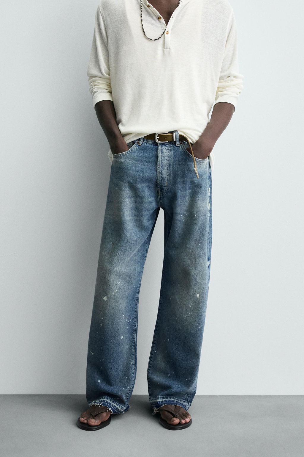 LOOSE FIT SPLATTER JEANS - Zara фото 2