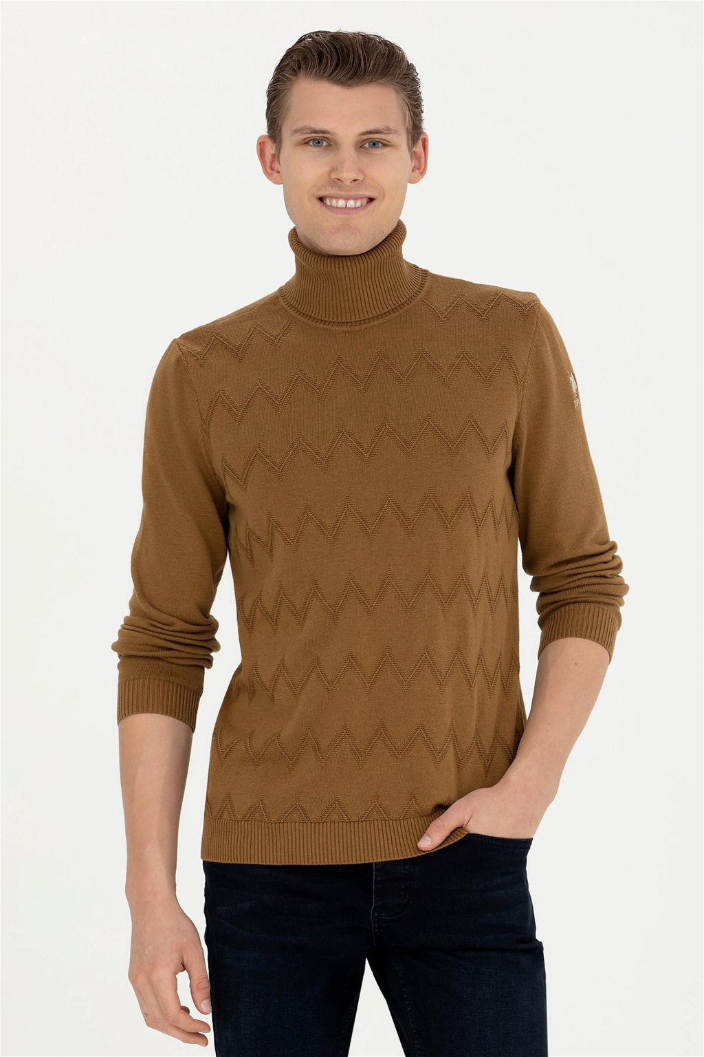 Мужской легкий свитер цвета хаки - U.s. polo assn фото 8