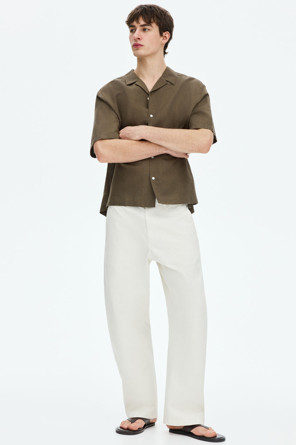 Camisa resort en mezcla de lino Relaxed Fit - H&m фото 12