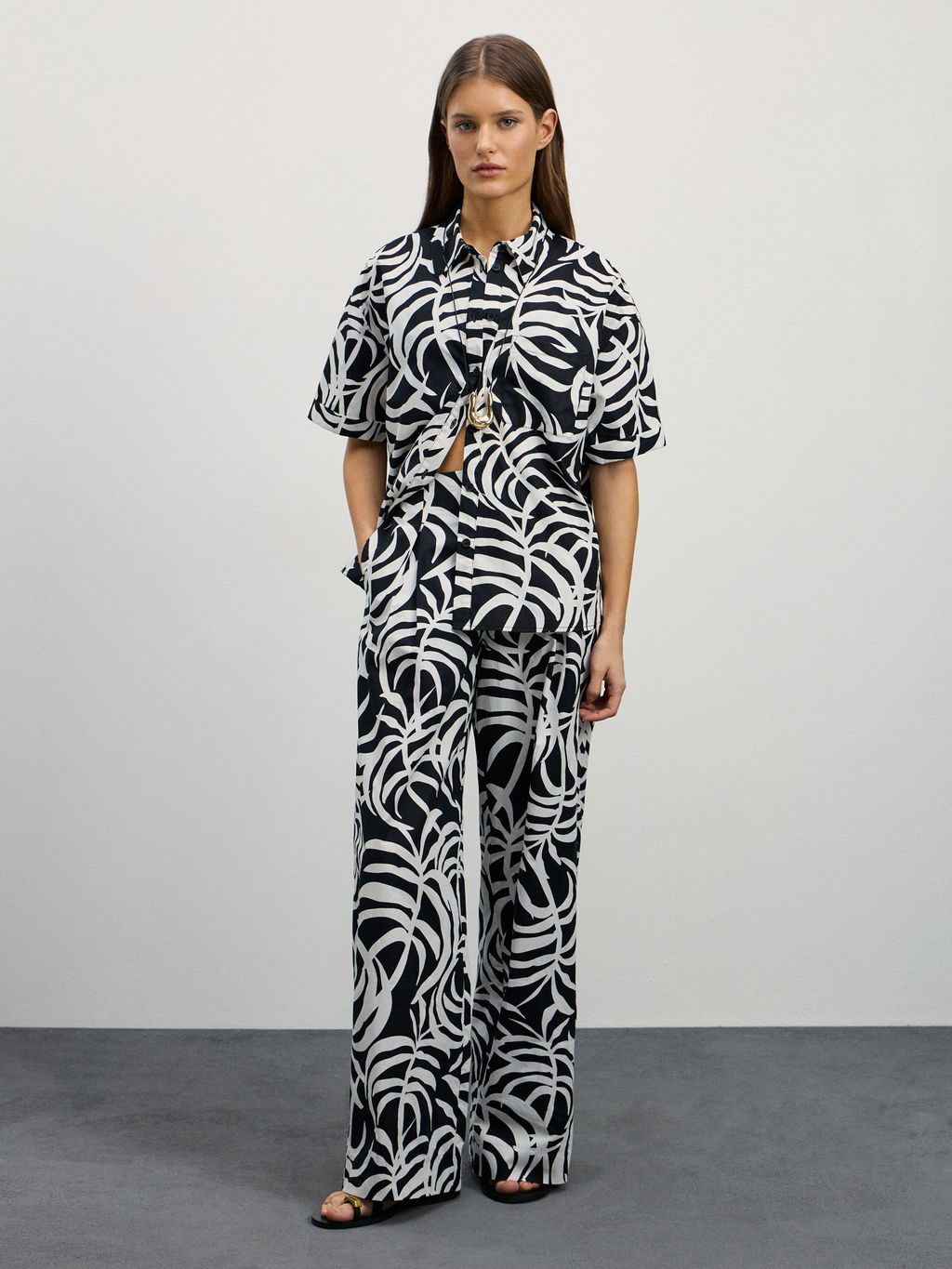 Рубашка из хлопка с принтом / Zarina  фото 2