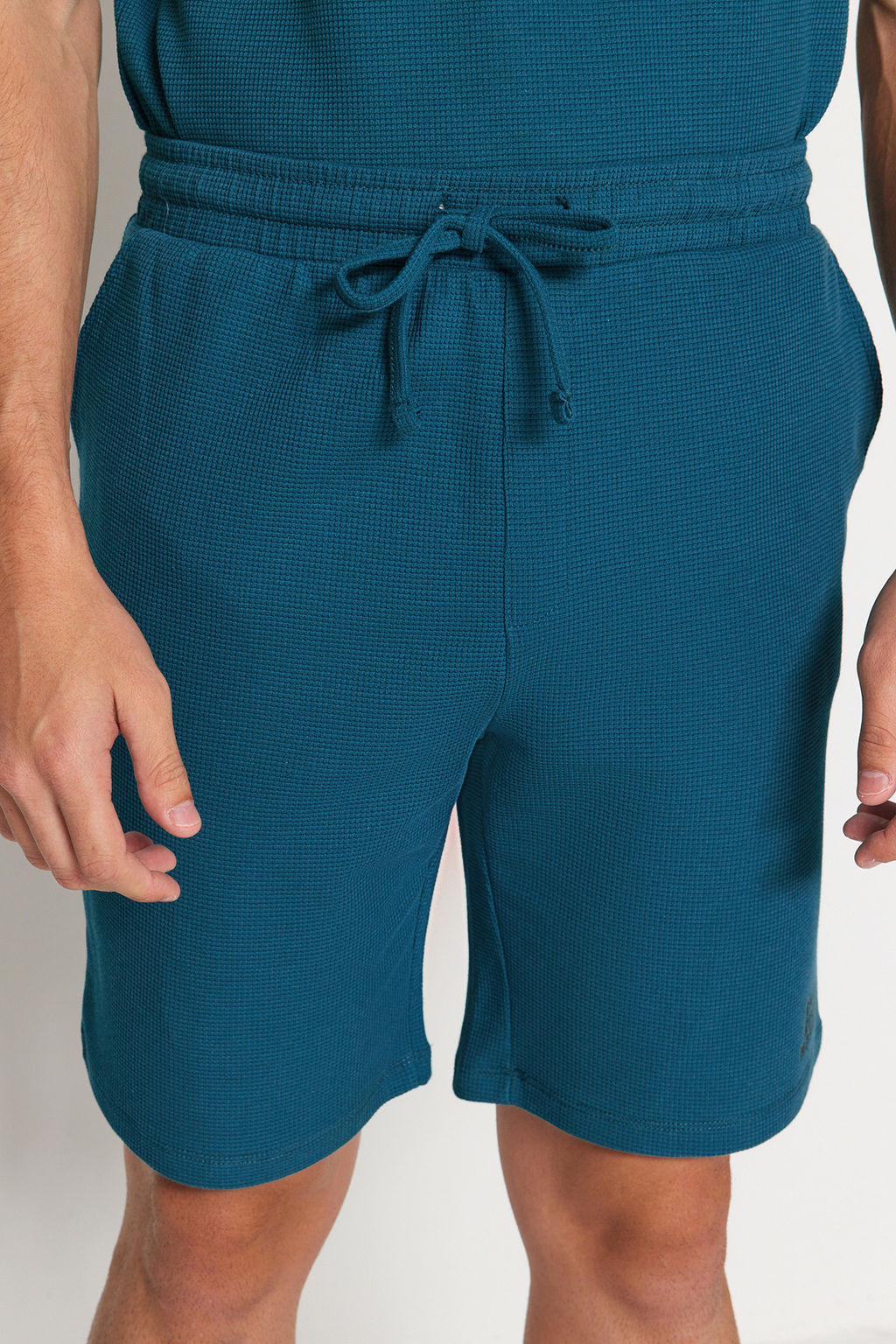 TRENDYOL MAN Mavi Regular Fit Waffle Sortlu Pijama Tak?m? TMNSS23PT00032 - Trendyolmilla фото 5
