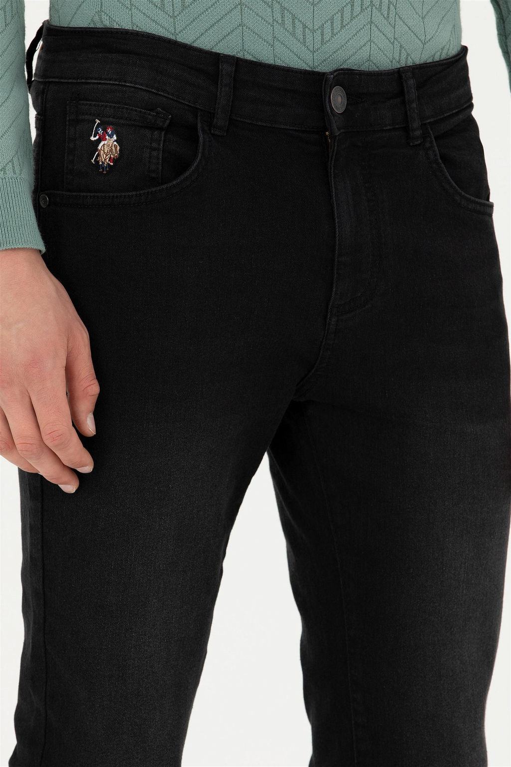 Брюки джинсовые U. S. Polo Assn темно-серые из хлопка - U.s. polo assn фото 6