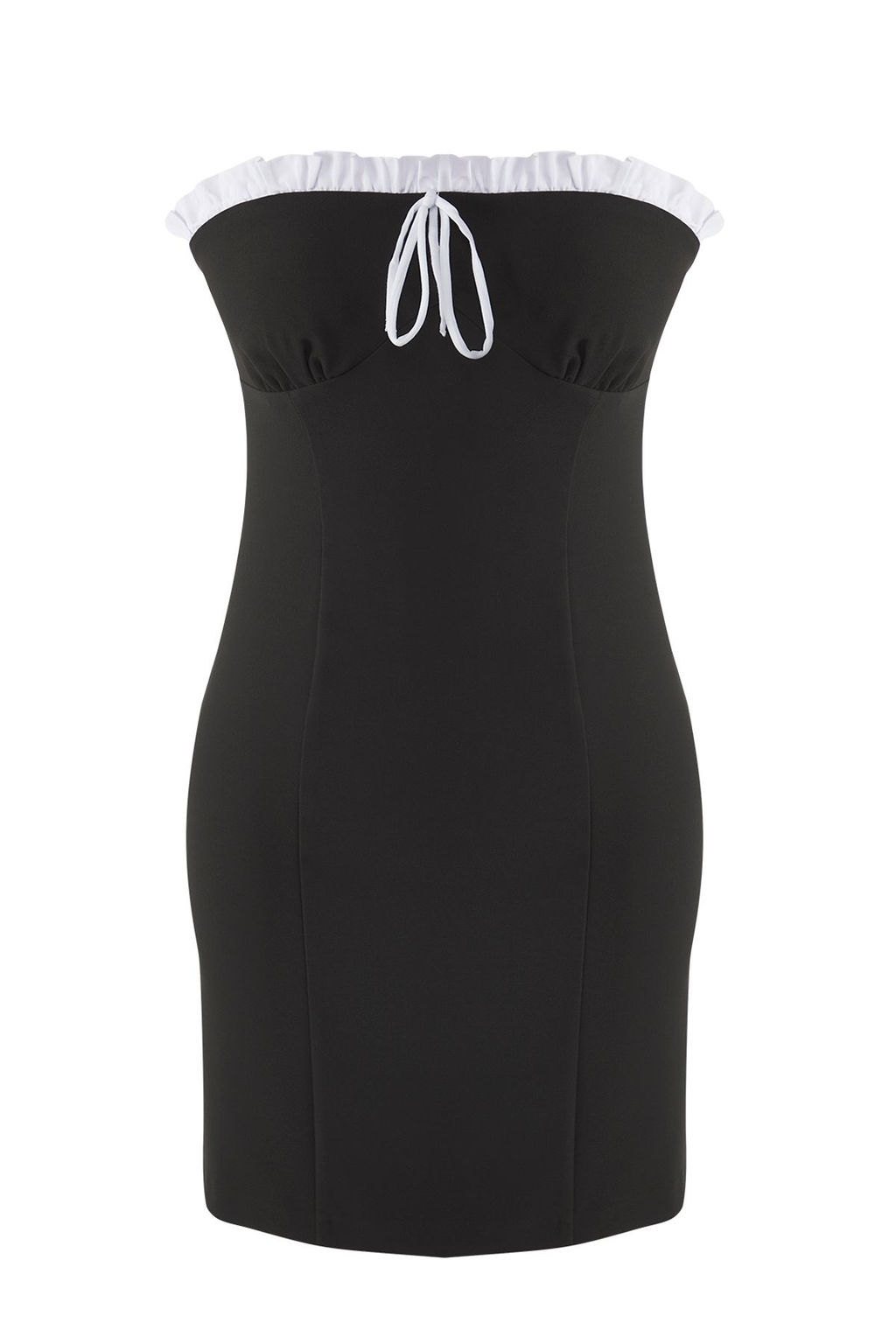 Siyah-Beyaz Bagc?k Detayl? Dokuma Mini Abiye Gece Mezuniyet Elbisesi TPRSS25EL00289