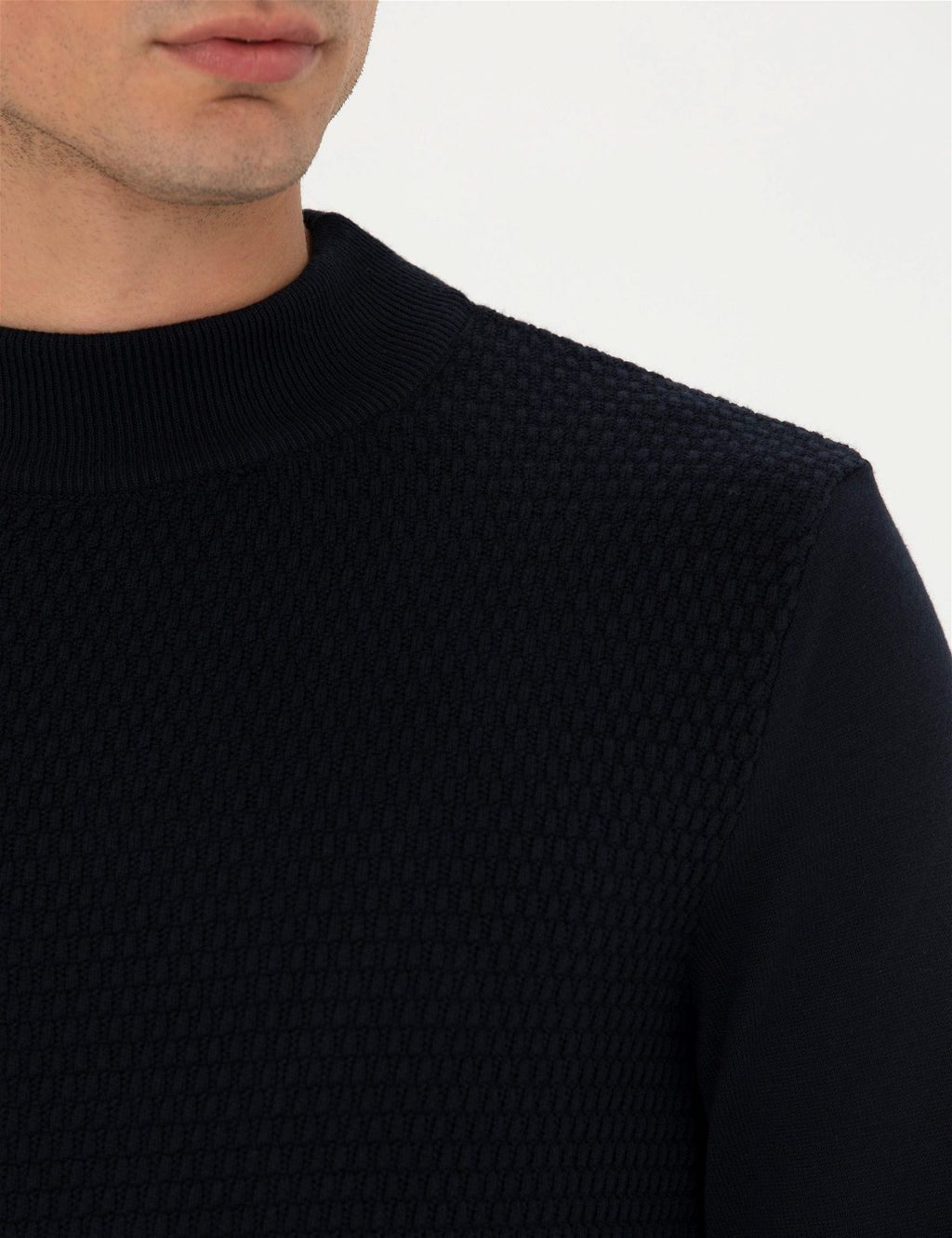 Lacivert Slim Fit Yar_m Bal_k__ Yaka Triko Kazak - Pierre cardin фото 7