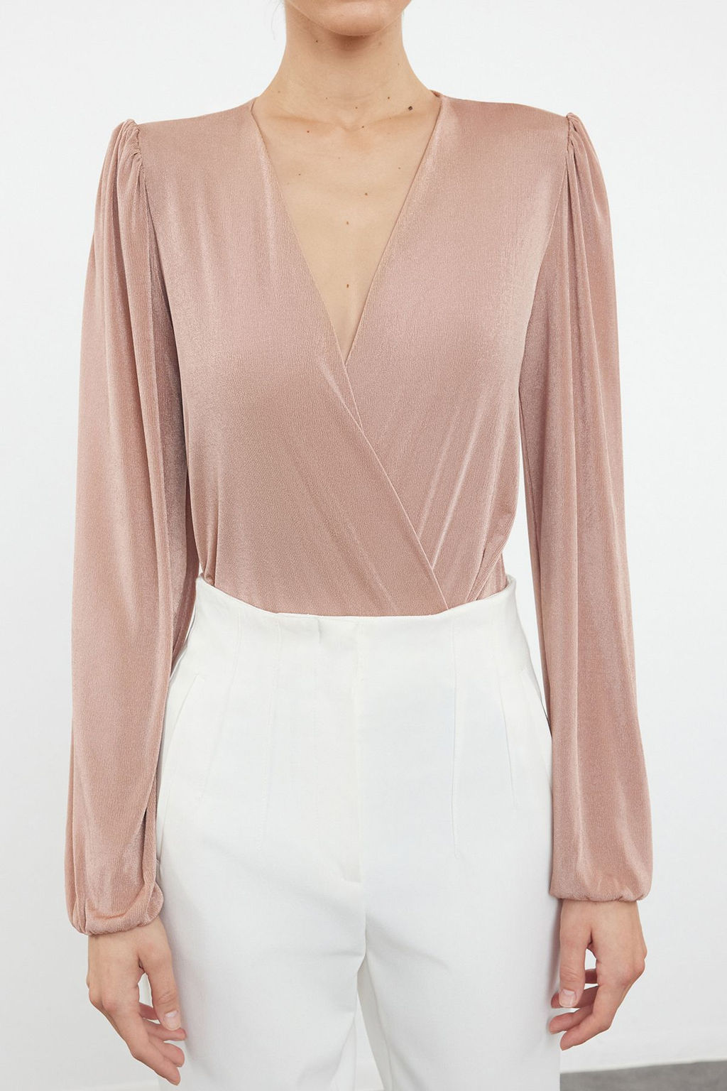 Vizon Parlak Yuzeyli ve Yumusak Dokulu Vatkal? Kruvaze Kapamal? Esnek Orme Body TWOAW25BD00005 - Trendyolmilla фото 3