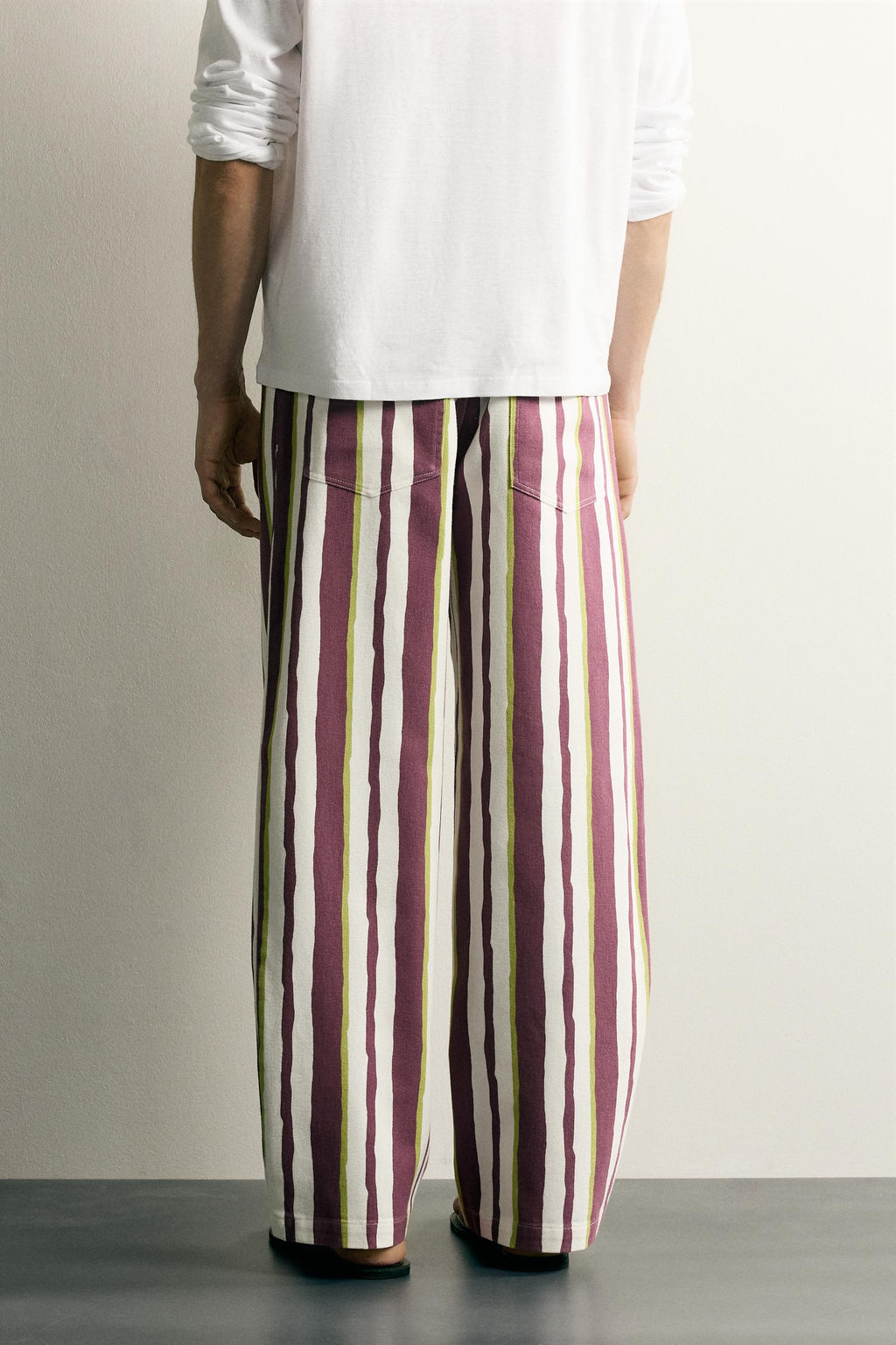 PANTAL?N STRAIGHT FIT RAYAS / Morado - Zara фото 3