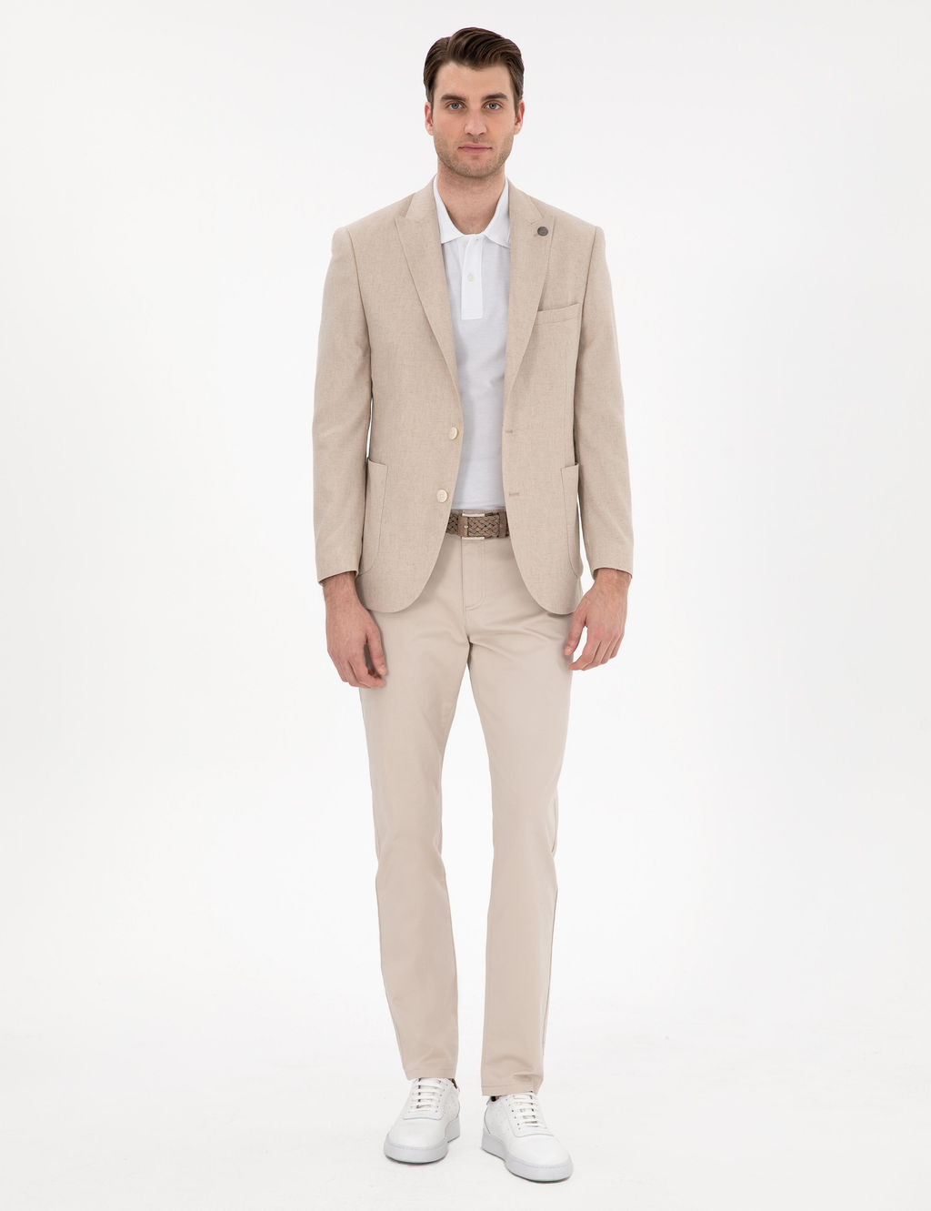 Bej Slim Fit Kanvas Pantolon