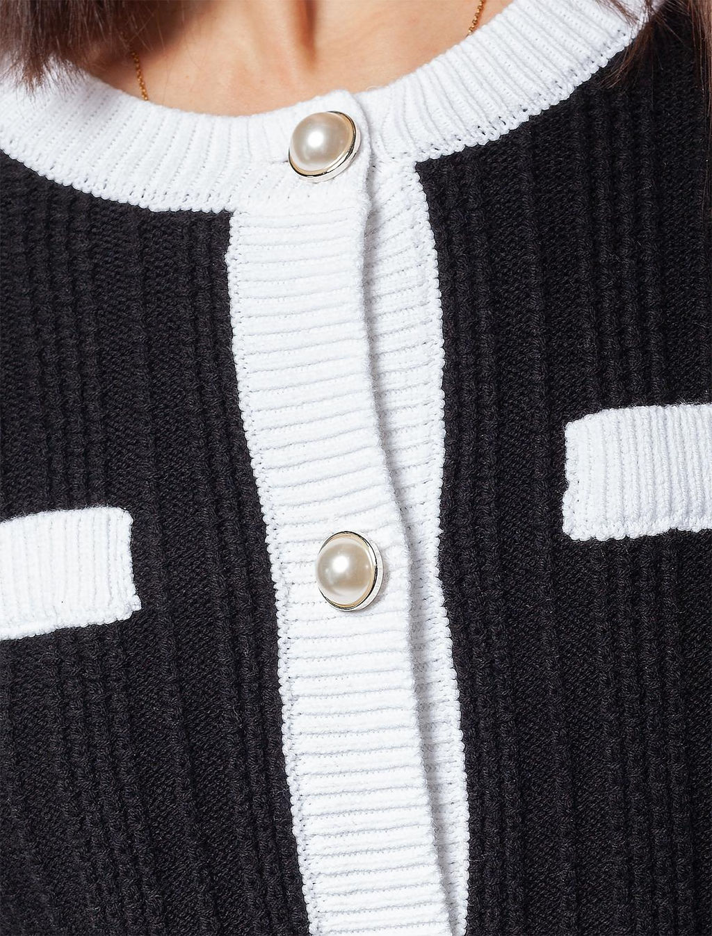 VILATTE / Жакет фактурной вязки с золотистыми пуговицами  фото 2