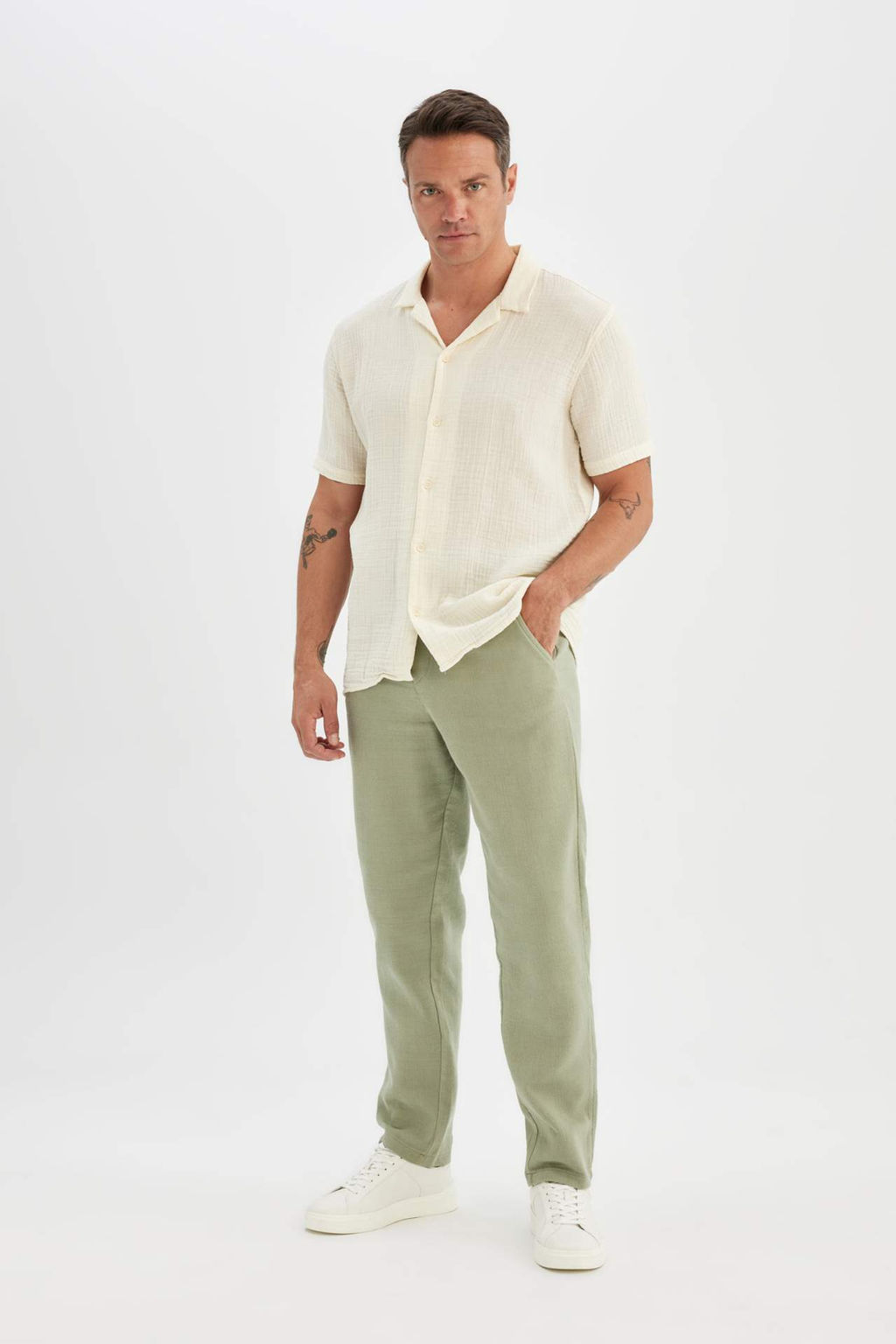 Yazl?k Jogger Pantolon Relax Fit Rahat Kesim Pamuklu Duz Paca - Defacto фото 4