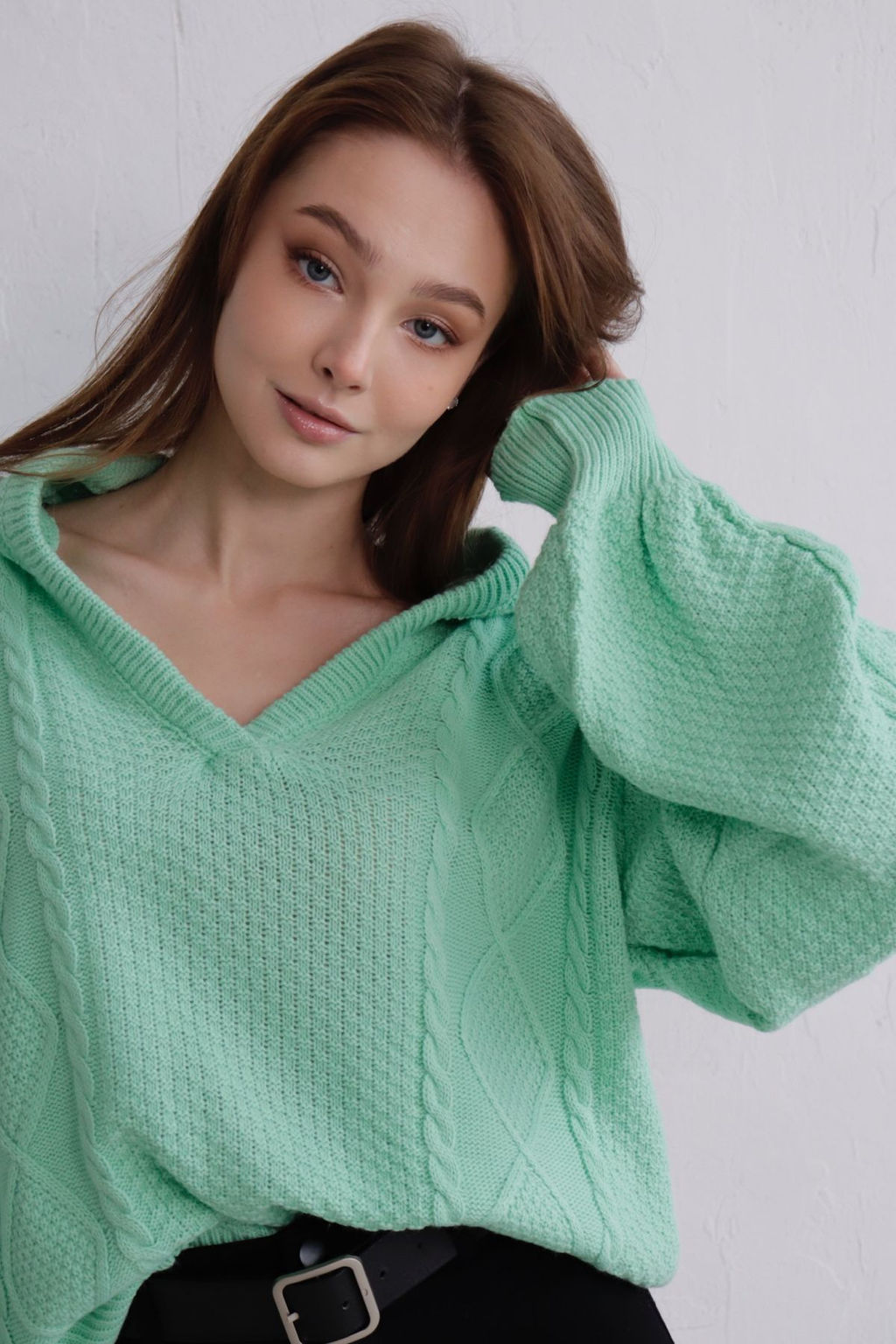9937 Пуловер с капюшоном мята - Martichelli фото 6