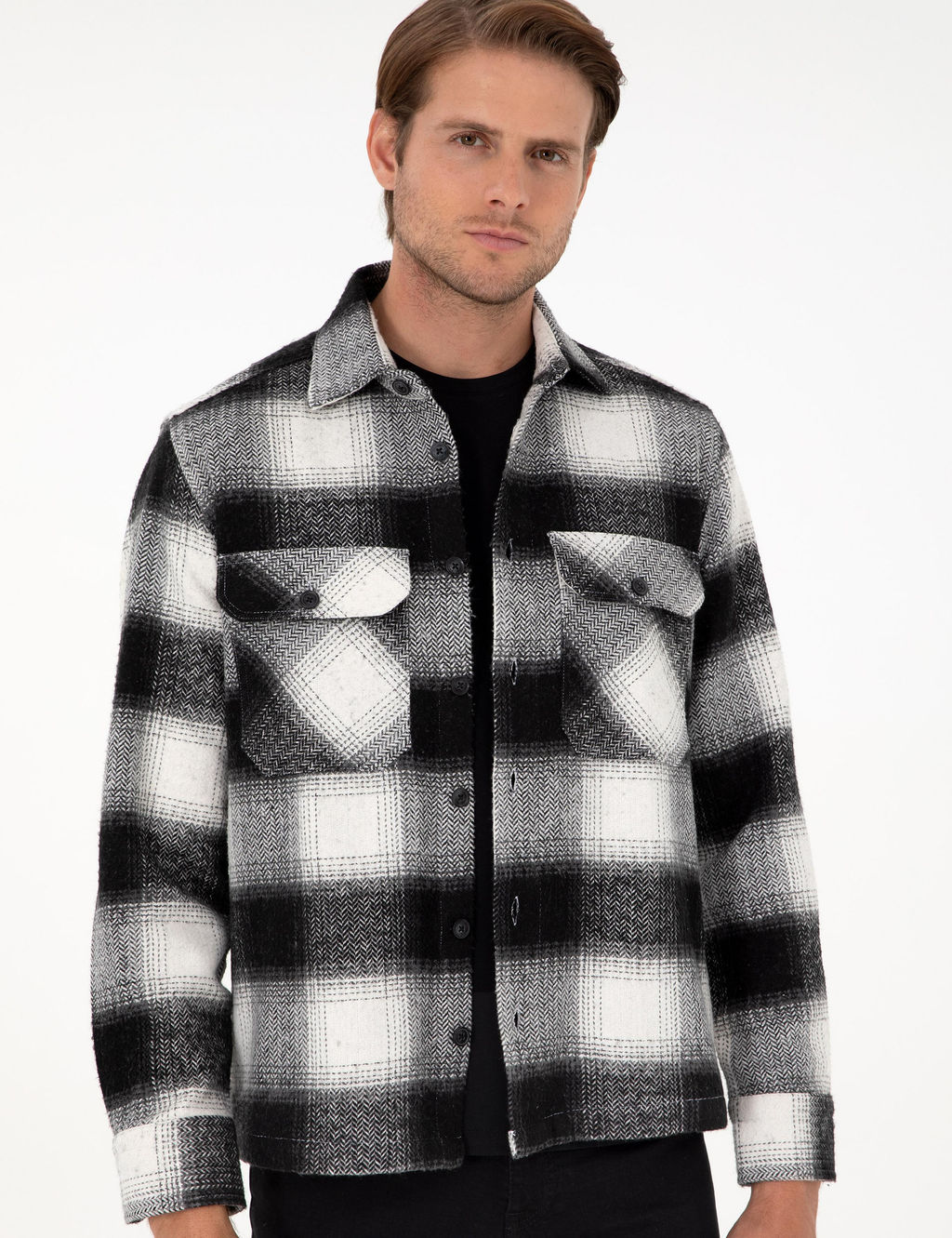 Siyah Comfort Fit Uzun Kollu Oduncu G_mlek - Pierre cardin фото 3