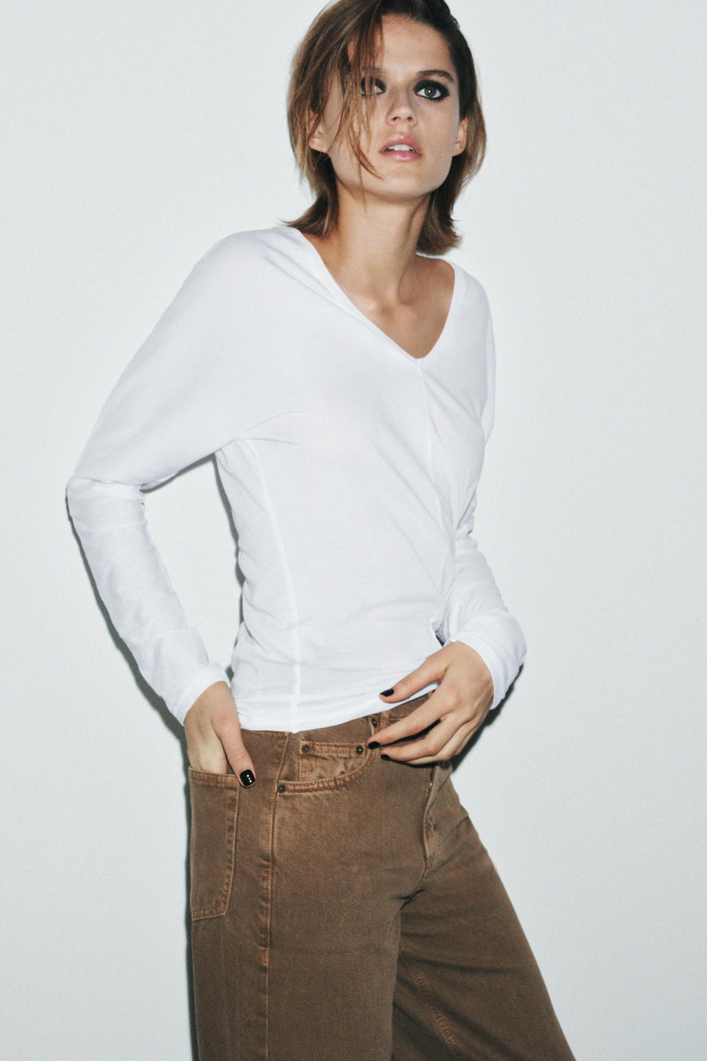 COTTON V-NECK T-SHIRT - Zara фото 2