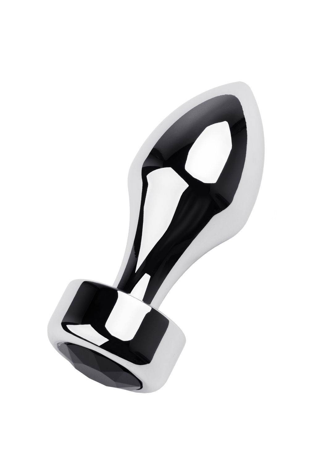 Анальная втулка Metal by TOYFA, металл, серебряная, с чёрным кристаллом, 10,8 см, 4 см, 200 г  фото 2