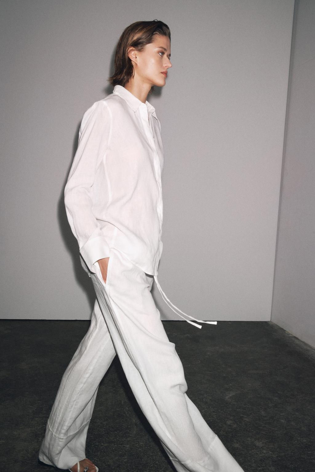 ZW COLLECTION 100% LINEN PALAZZO TROUSERS - Zara фото 20