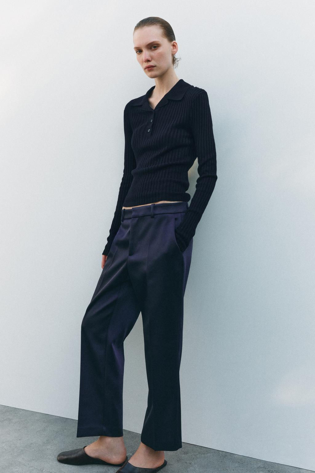 RIBBED KNIT POLO NECK JUMPER - Zara фото 17