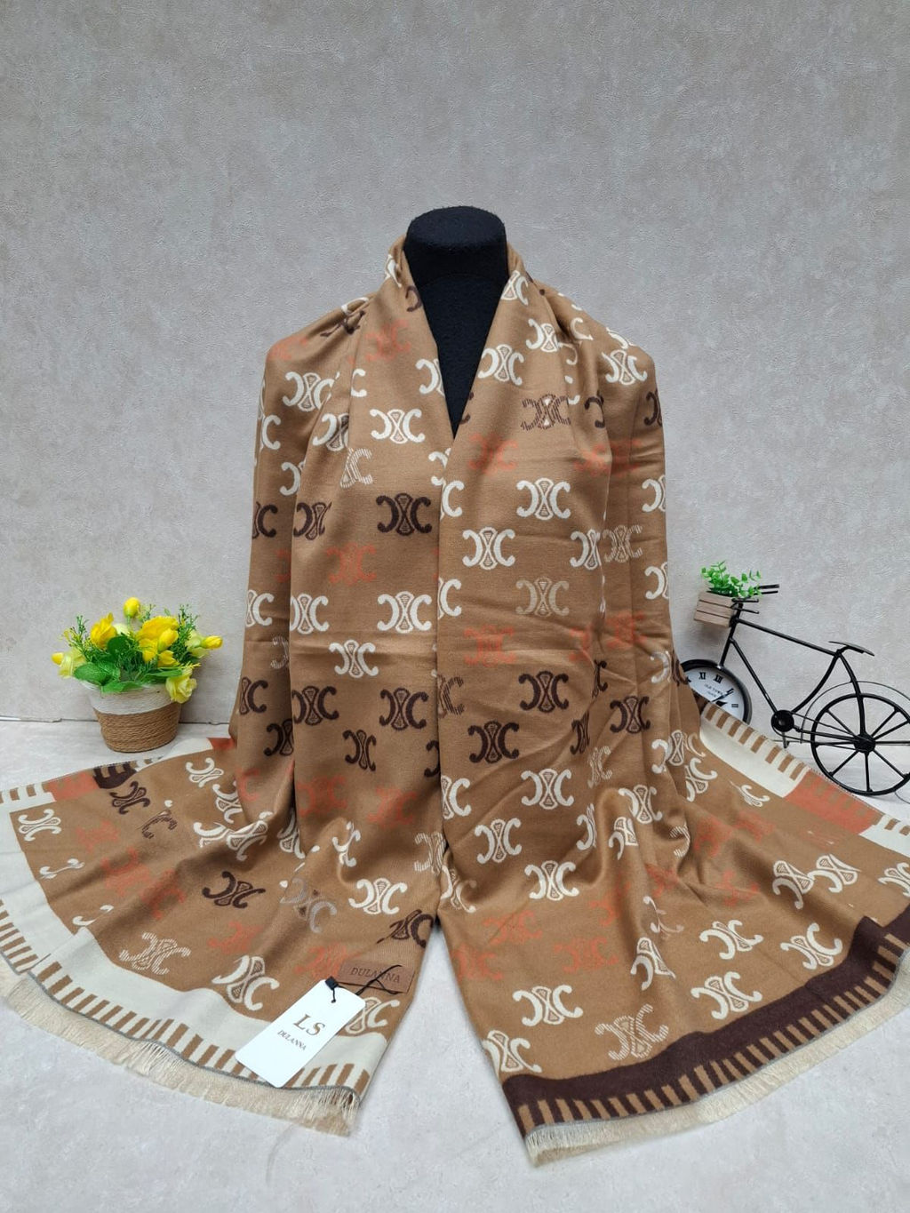 Тёплый палантин из кашемира, мультицвет