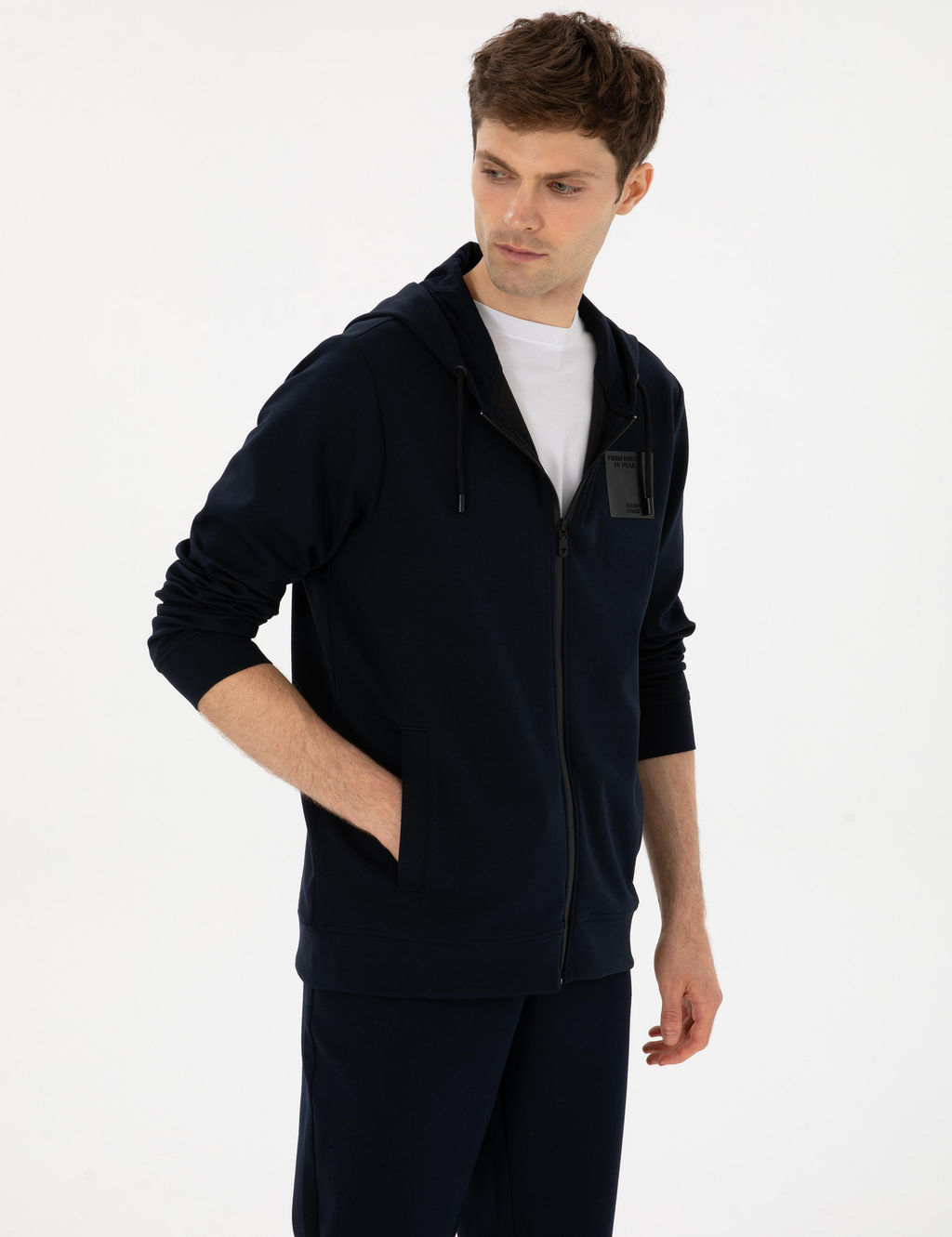 Lacivert Regular Fit Pamuk Kar___ml_ Tam Fermuarl_ Sweatshirt - Cacharel фото 3