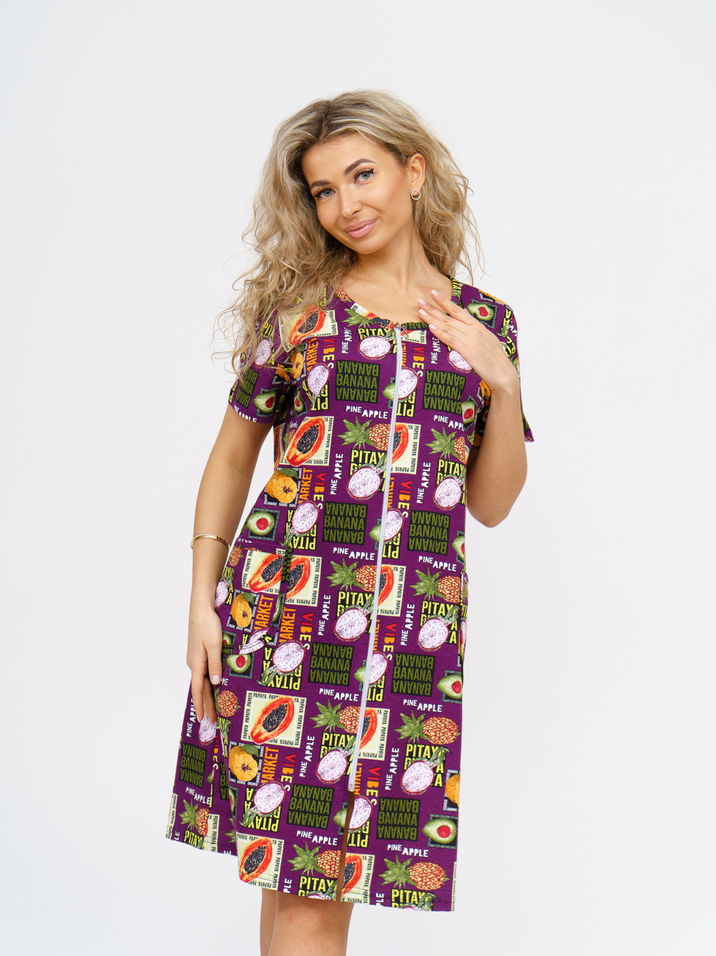 924 Халат "Тропики/фиолетовый"