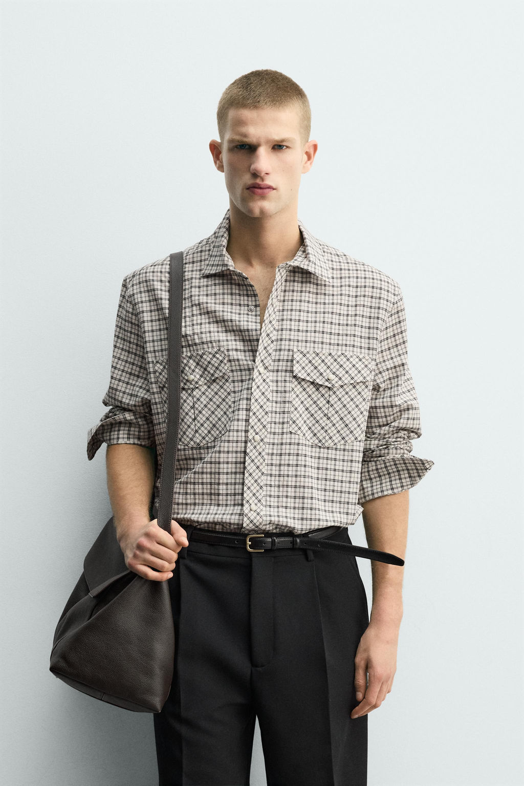 CAMISA RELAXED FIT CUADROS / Crudo / Negro - Zara фото 2