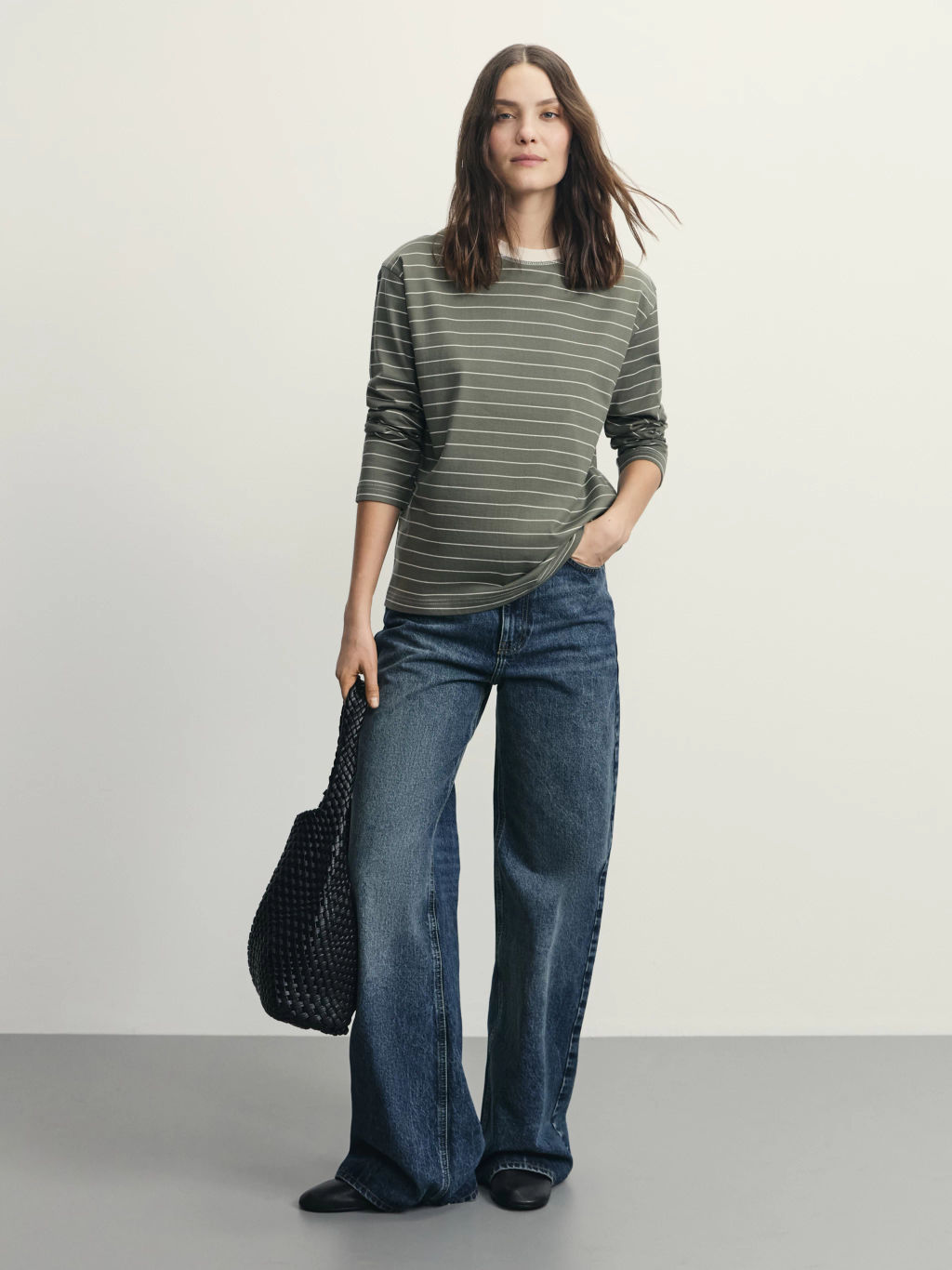 Лонгслив в полоску из хлопка / Zarina  фото 2