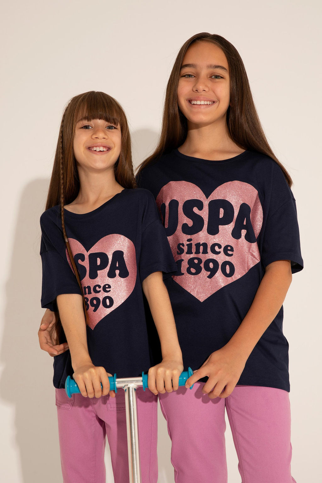 Футболка U.s. Polo Assn для девочек темно-синяя  фото 4