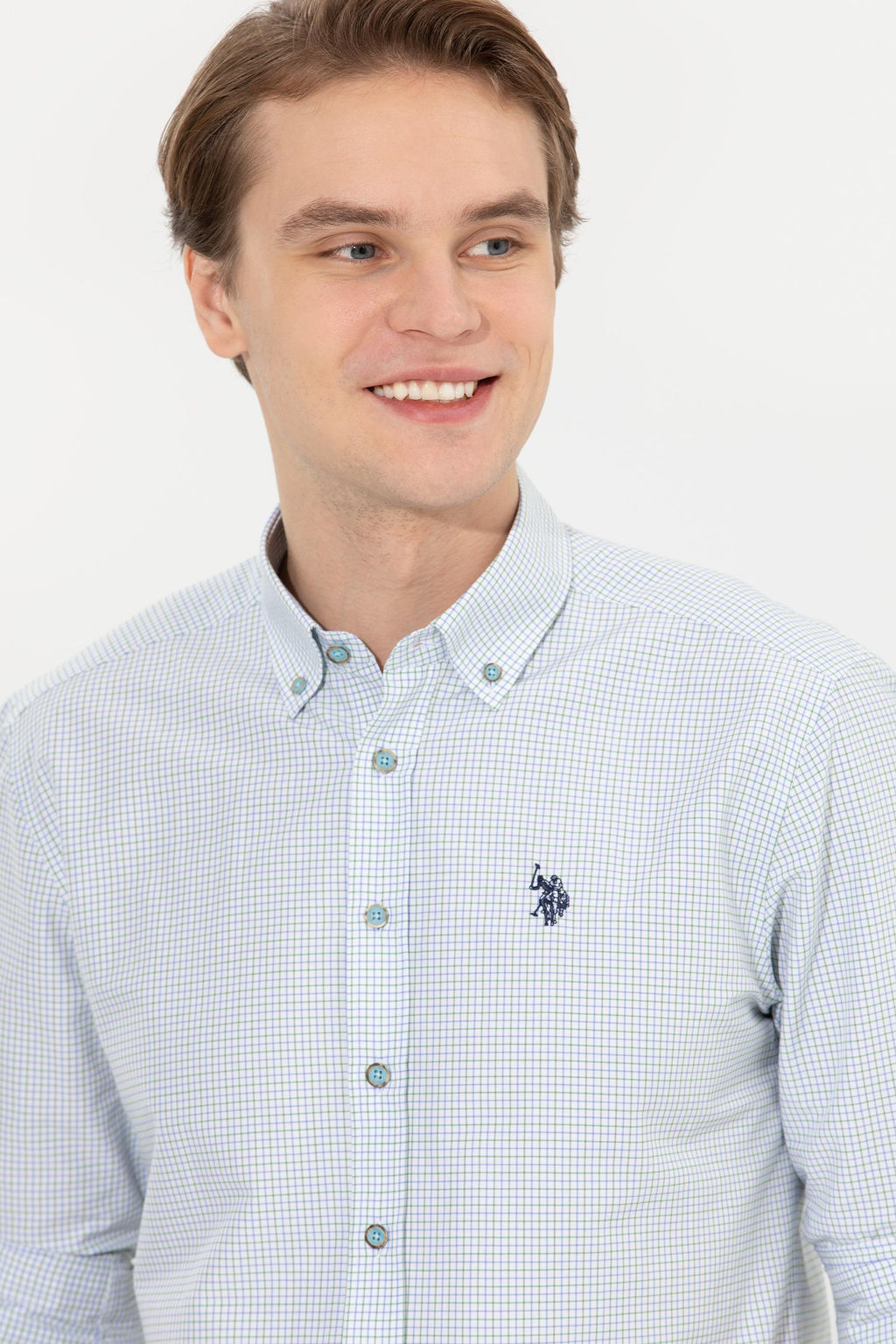 U. S. Polo Assn Мужская белая рубашка в клетку - U.s. polo assn фото 3